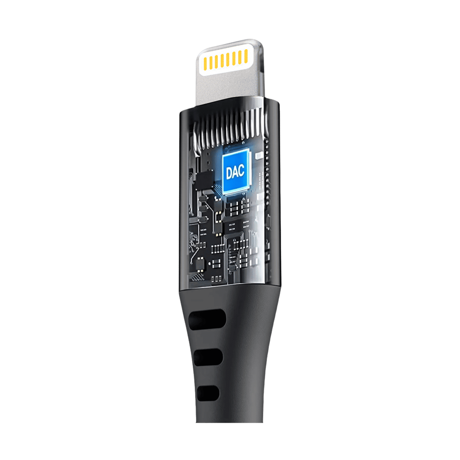 POWERUP Lightning Connector to 3.5mm Stereo 0.40 Feet (0.12 M) Cable (Inbuilt DAC Chip, Black)_9