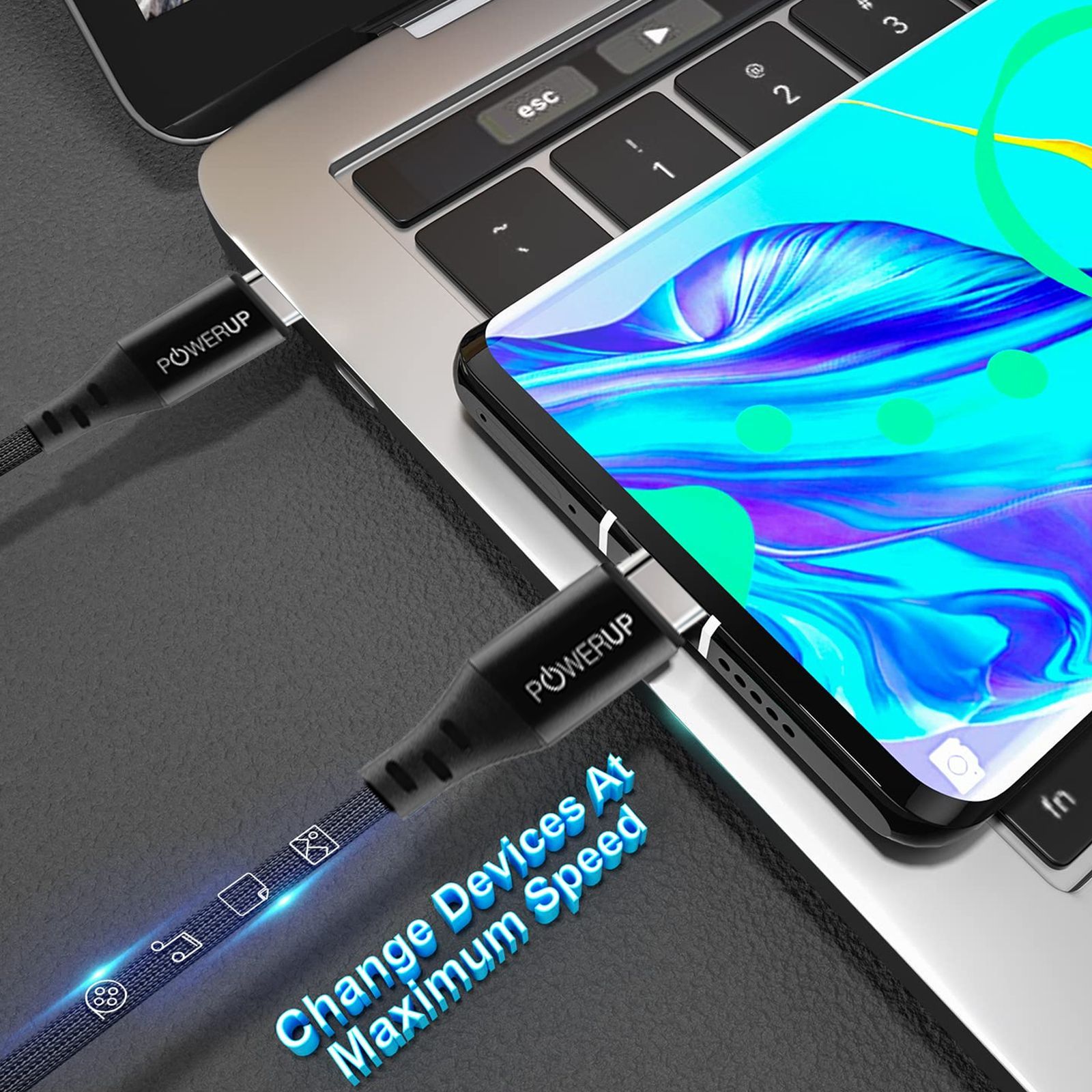 POWERUP Type C to Type C 4.95 Feet (1.5 M) Cable (Tangle-free Design, Black)_10