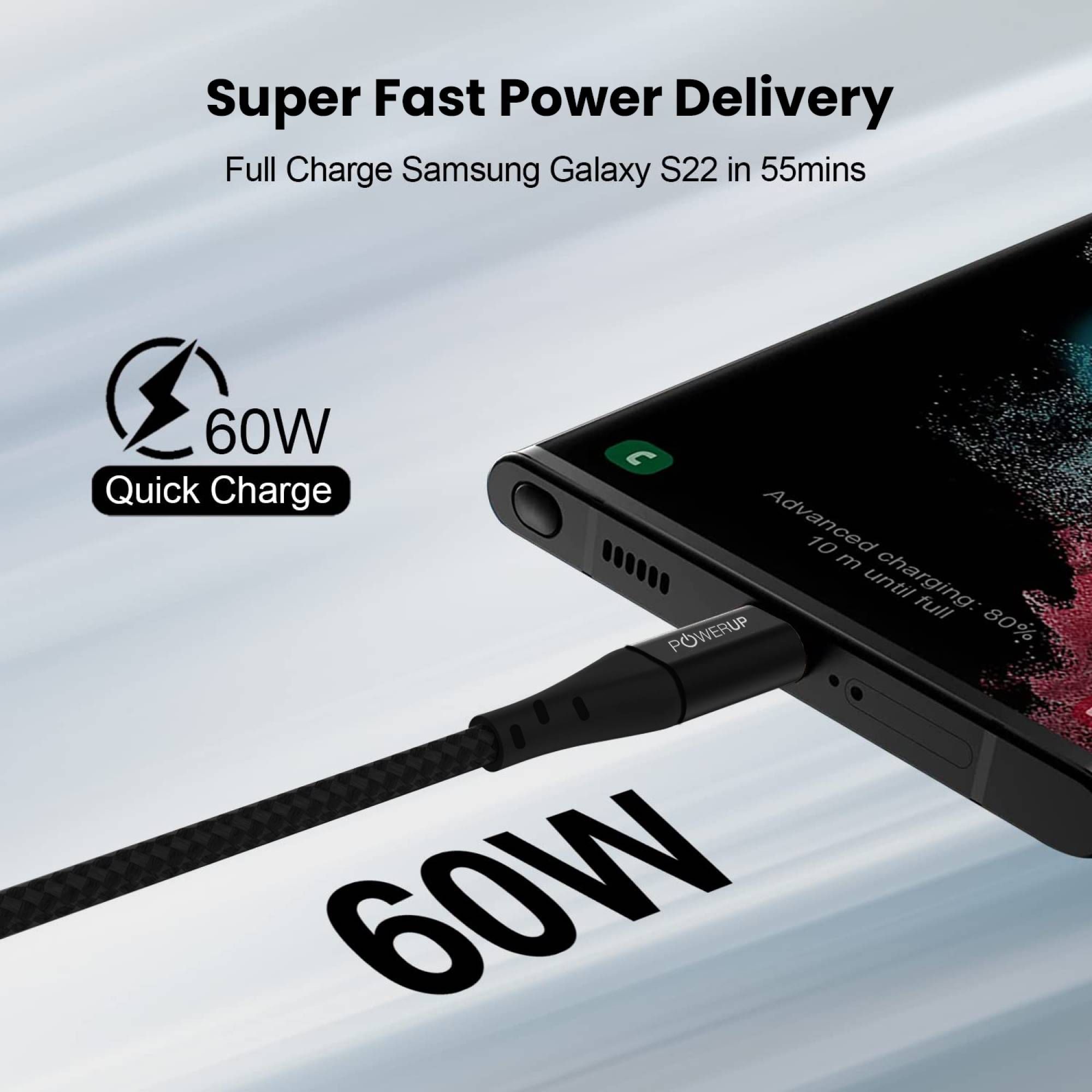 POWERUP Type C to Type C 4.95 Feet (1.5 M) Cable (Tangle-free Design, Black)_6