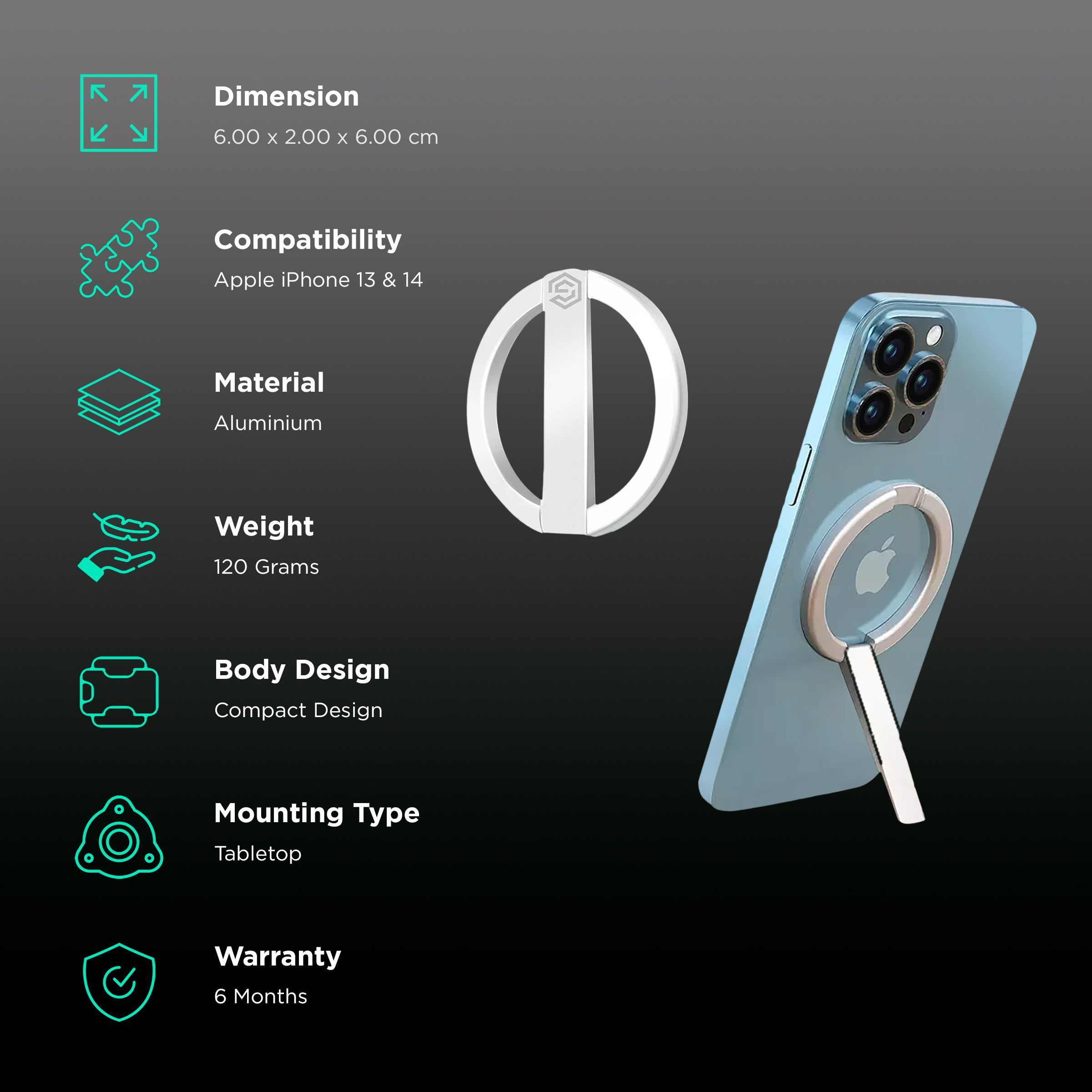 GRIPP MAG Mobile Stand For Apple iPhone 14 and 13 (MagSafe Compatible, Silver) GRIPP MAG Mobile Stand For Apple iPhone 14 and 13 (MagSafe Compatible, Silver)_2