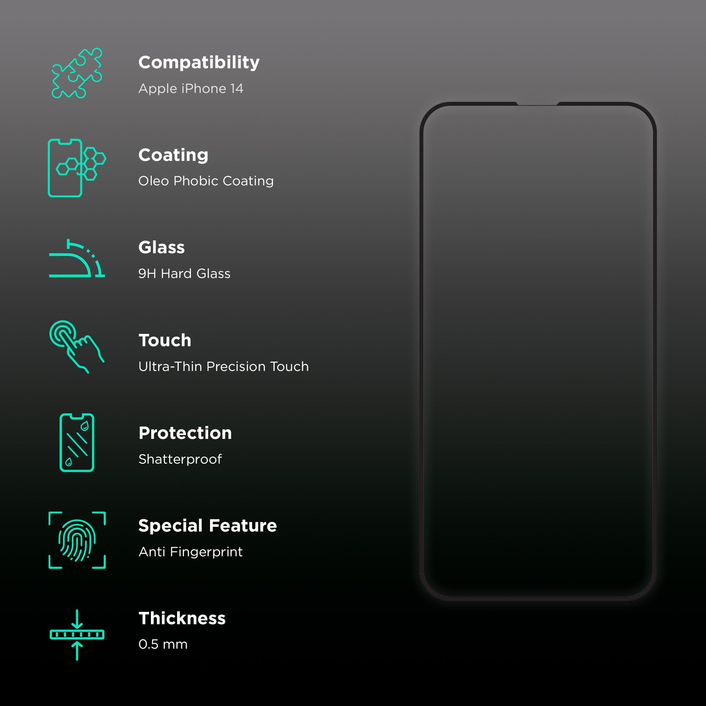 HYPHEN DEFENDR Tempered Glass for Apple iPhone 14 (Case Friendly) HYPHEN DEFENDR Tempered Glass for Apple iPhone 14 (Case Friendly)_3