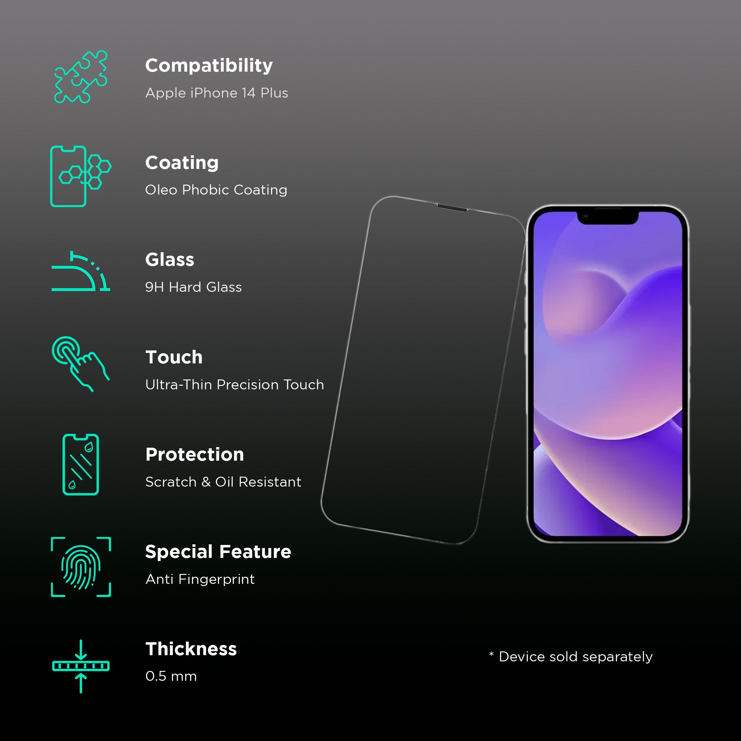 HYPHEN DEFENDR Tempered Glass for Apple iPhone 14 Plus (Case Friendly)_3