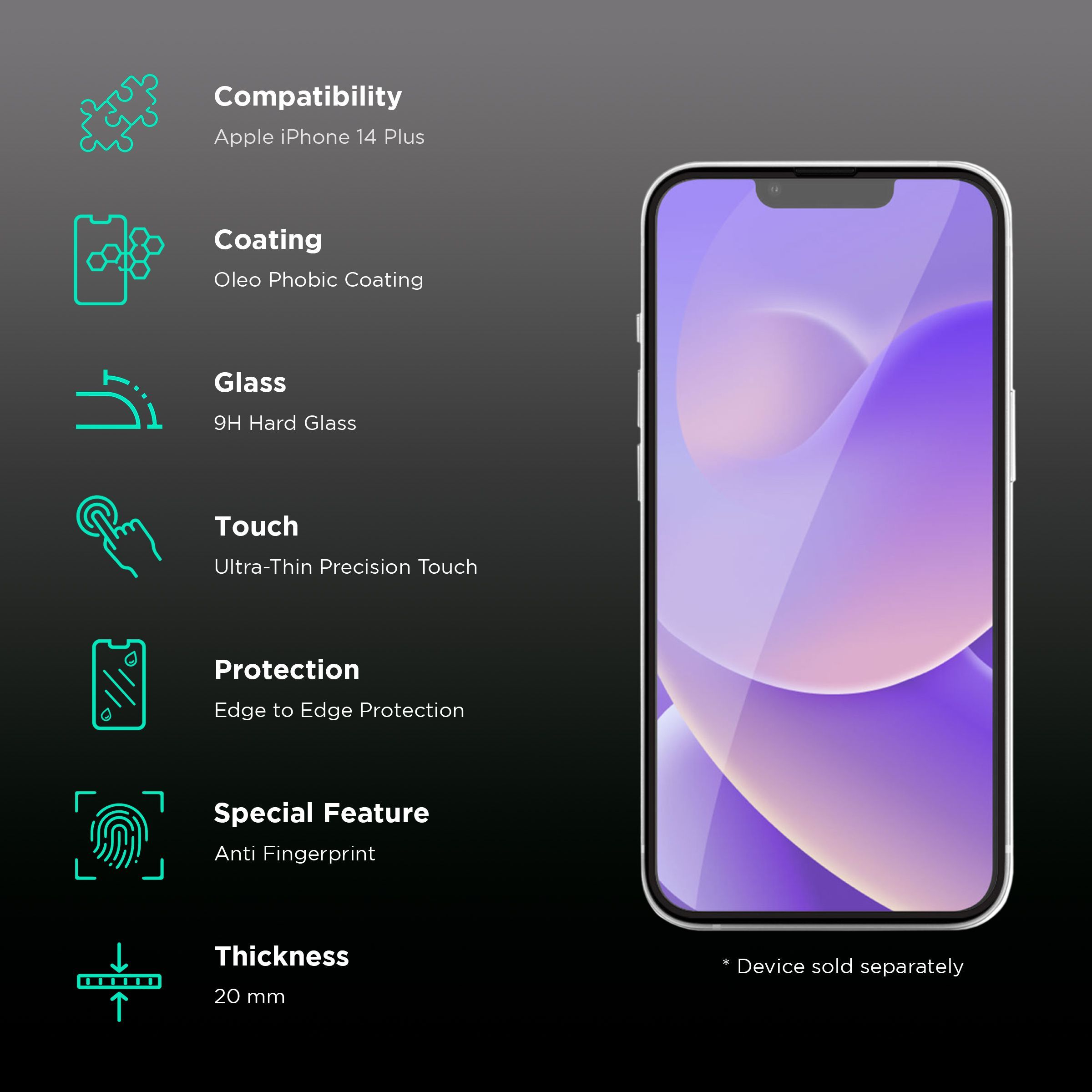 HYPHEN DEFENDR Tempered Glass for Apple iPhone 14 Plus (Full Coverage)_3