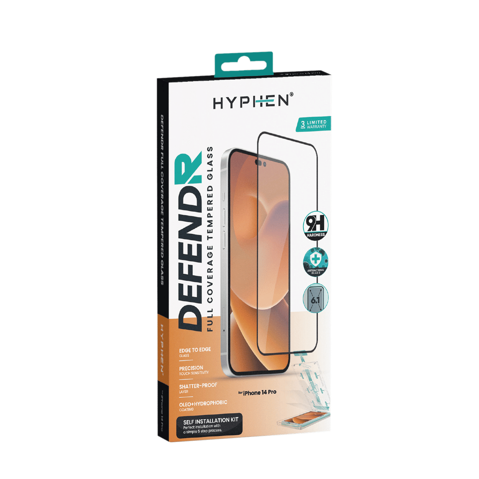 HYPHEN DEFENDR Tempered Glass for Apple iPhone 14 Pro (Full Coverage)_6