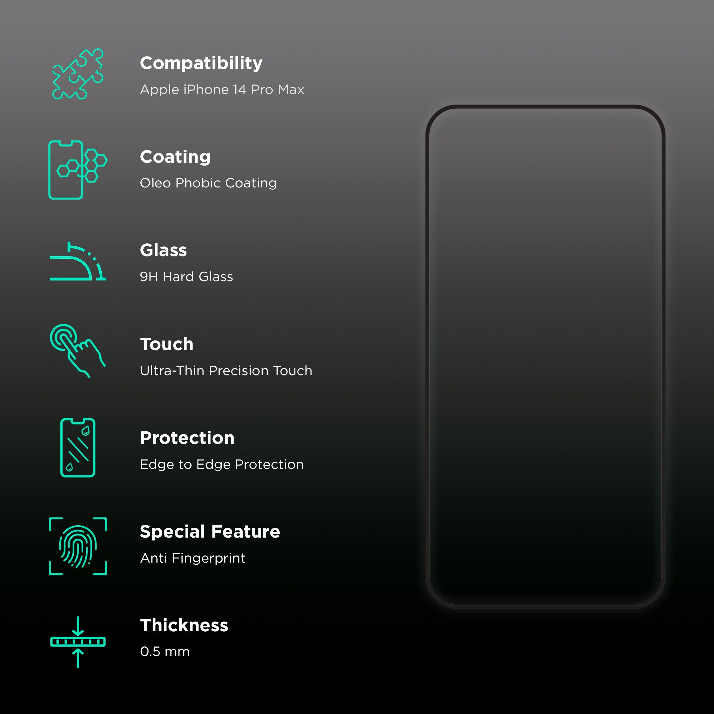 HYPHEN DEFENDR Tempered Glass for Apple iPhone 14 Pro Max (Full Coverage)_3