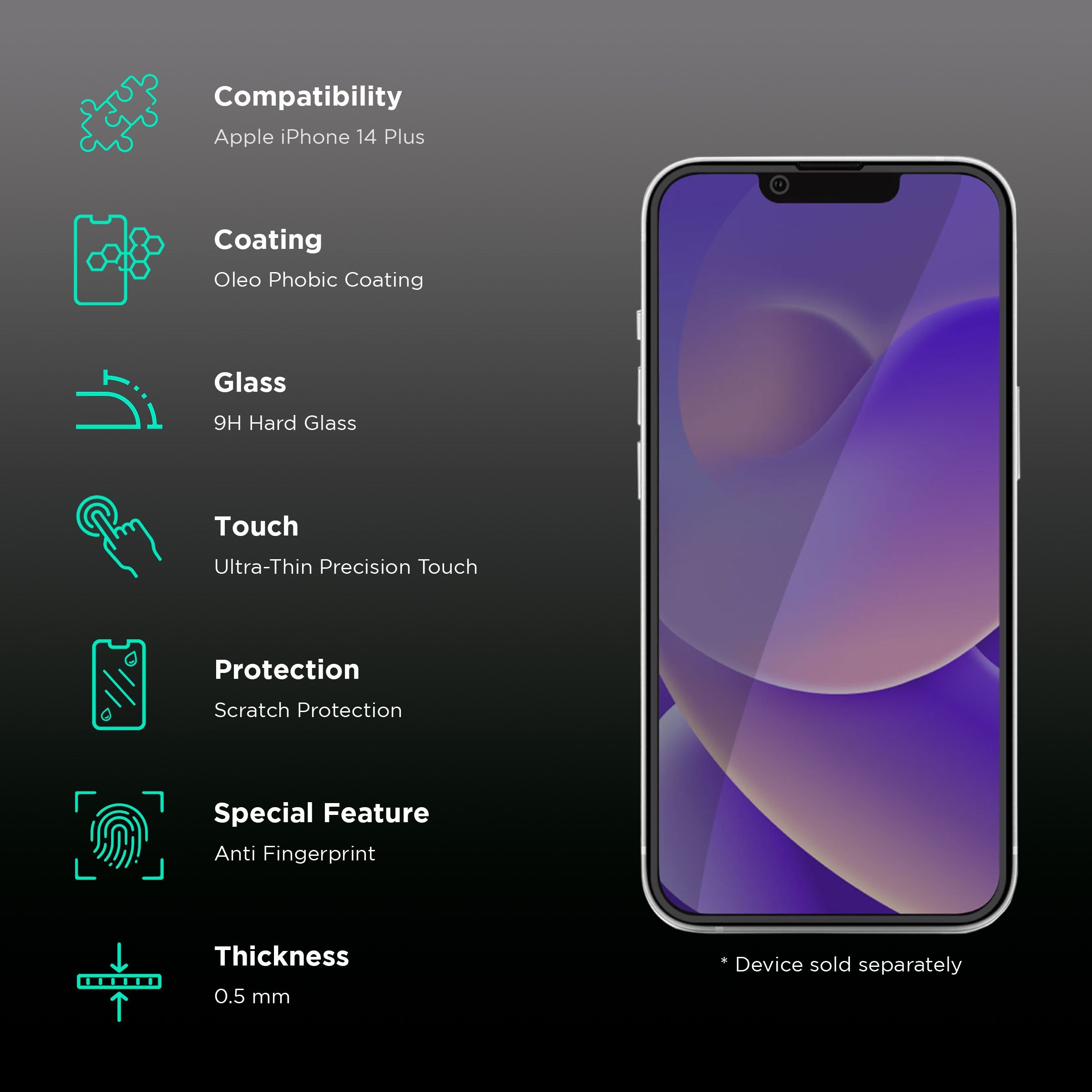 HYPHEN DEFENDR Privacy Tempered Glass for Apple iPhone 14 Plus (9H Hardness)_3