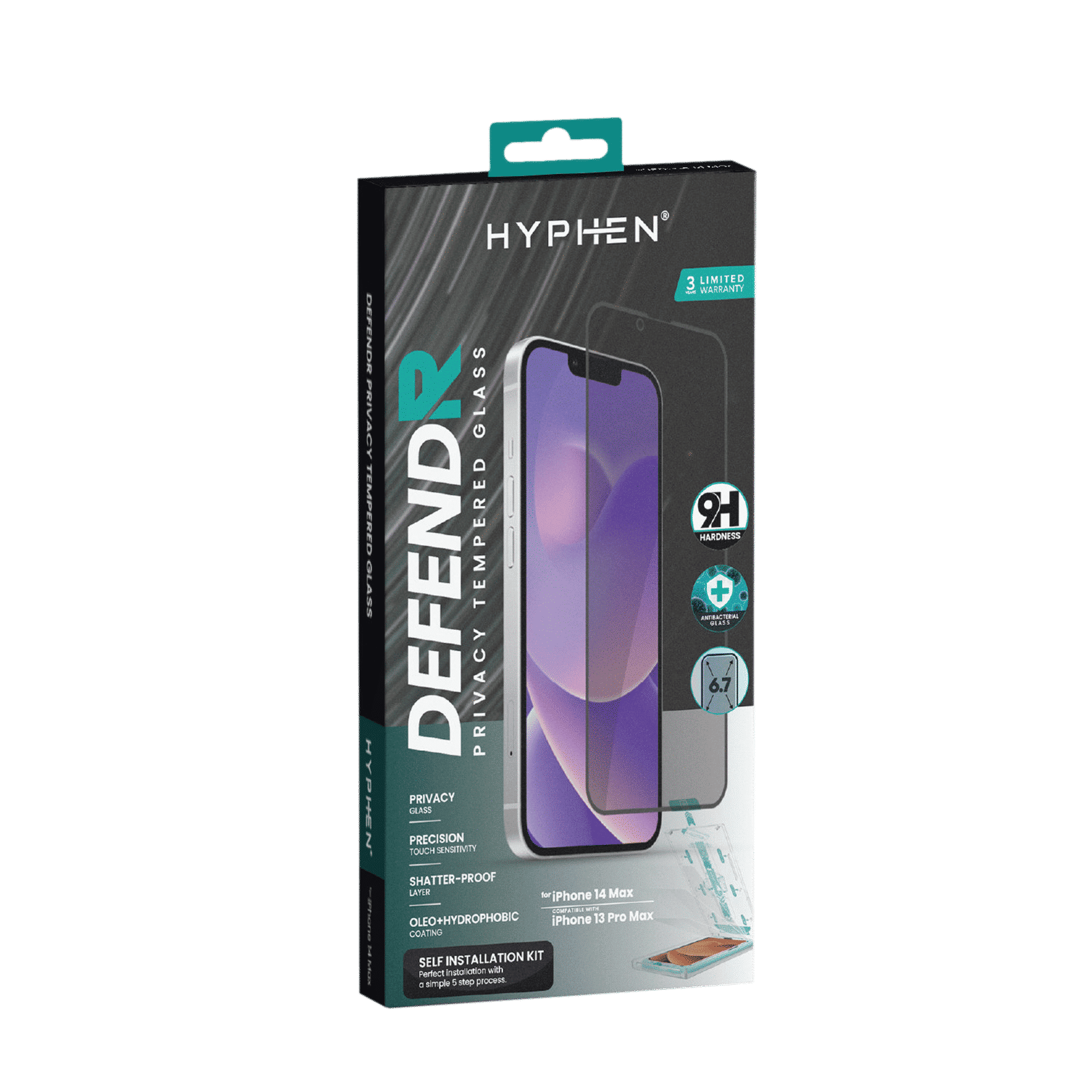 HYPHEN DEFENDR Privacy Tempered Glass for Apple iPhone 14 Plus (9H Hardness)_8