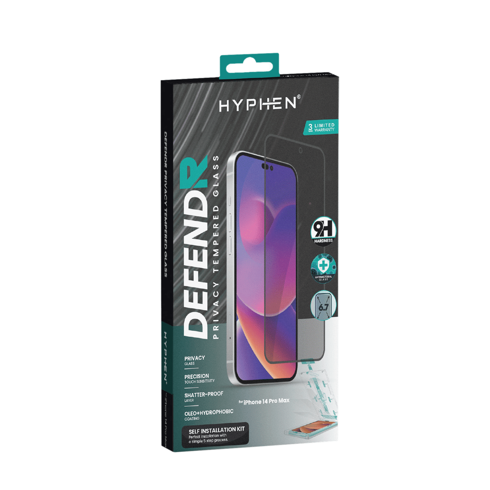 HYPHEN DEFENDR Privacy Tempered Glass for Apple iPhone 14 Pro Max (Shatter-Proof) HYPHEN DEFENDR Privacy Tempered Glass for Apple iPhone 14 Pro Max (Shatter-Proof)_9