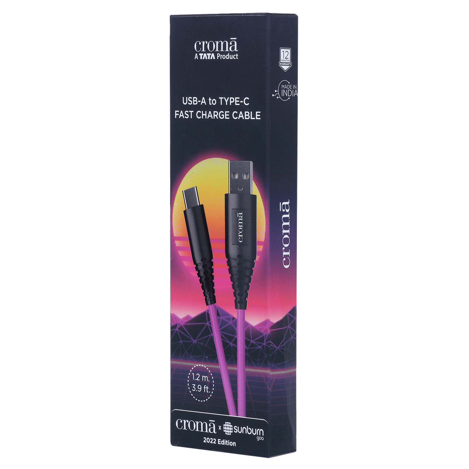 Croma Sunburn Edition USB 2.0 Type A to USB 2.0 Type C Charging Cable (Shock Protective, Purple) Croma Sunburn Edition USB 2.0 Type A to USB 2.0 Type C Charging Cable (Shock Protective, Purple)_9
