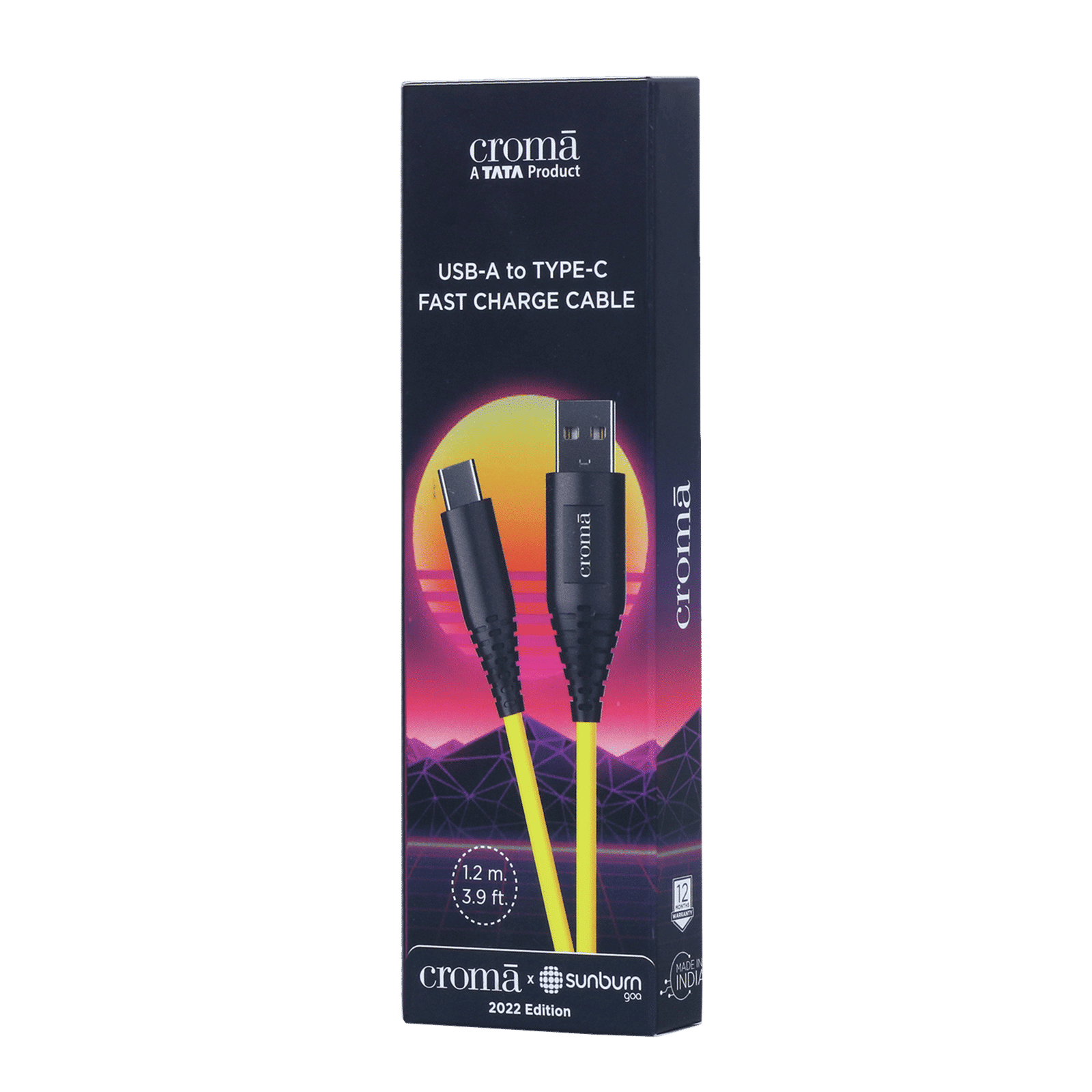 Croma Sunburn Edition USB 2.0 Type A to USB 2.0 Type C Charging Cable (Shock Protective, Yellow) Croma Sunburn Edition USB 2.0 Type A to USB 2.0 Type C Charging Cable (Shock Protective, Yellow)_6
