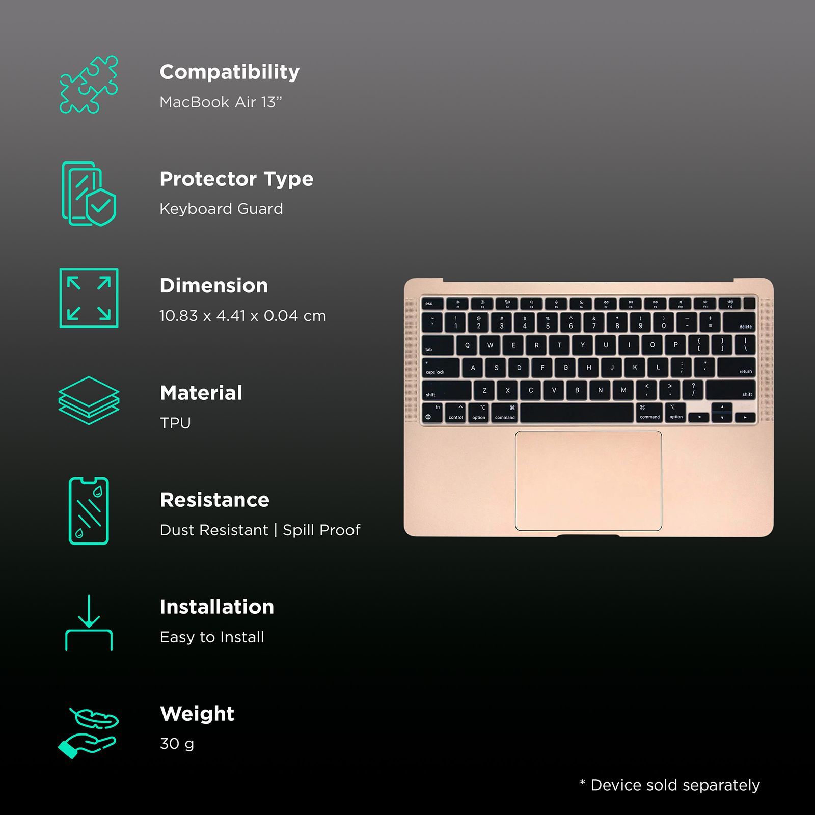 Dr. Vaku Luxos Keyboard Guard For MacBook Pro 13-Inch (Full Protection, MAC13PRO-SKIN, Clear)_3