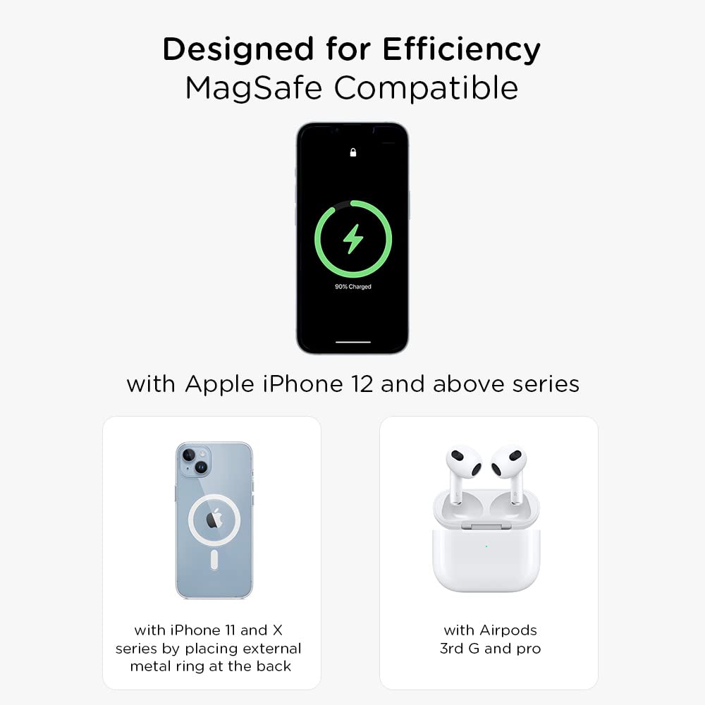 Qubo MagZap Z2 15W 2-in-1 Wireless Charger for iPhone 11, X, 12 & Above & AirPods 3rd G, Pro (Short Circuit Control, White)_4