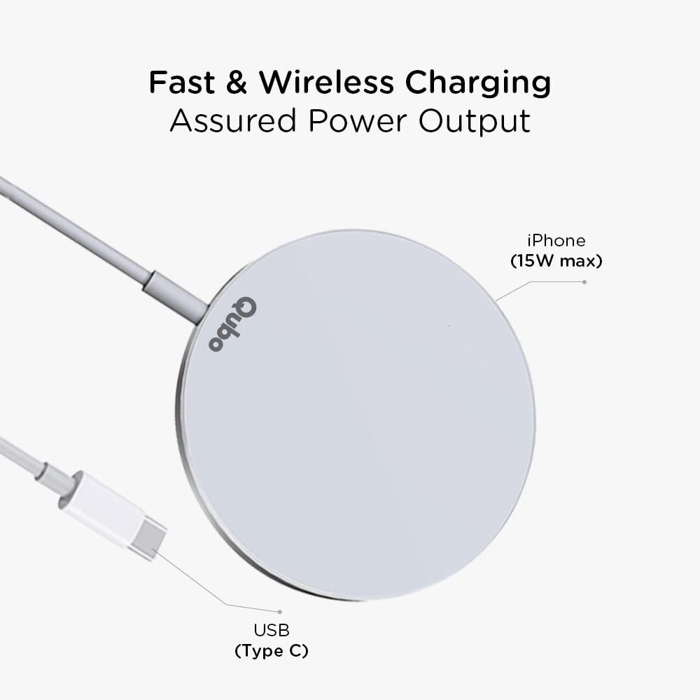 Qubo MagZap Z1 15W Wireless Charger for iPhone 12 & Above, 11, X (Short Circuit Control, White)_6