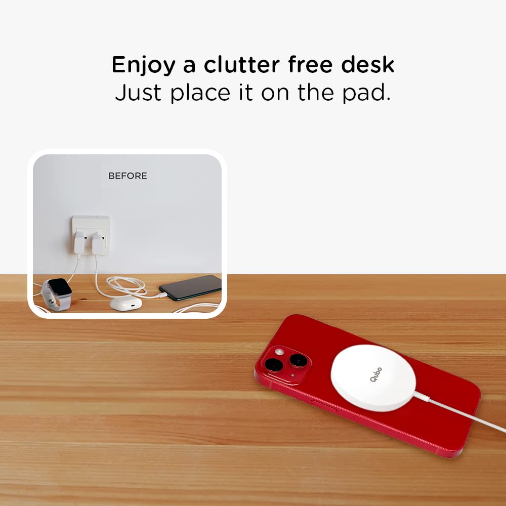 Qubo MagZap Z1 15W Wireless Charger for iPhone 12 & Above, 11, X (Short Circuit Control, White)_7