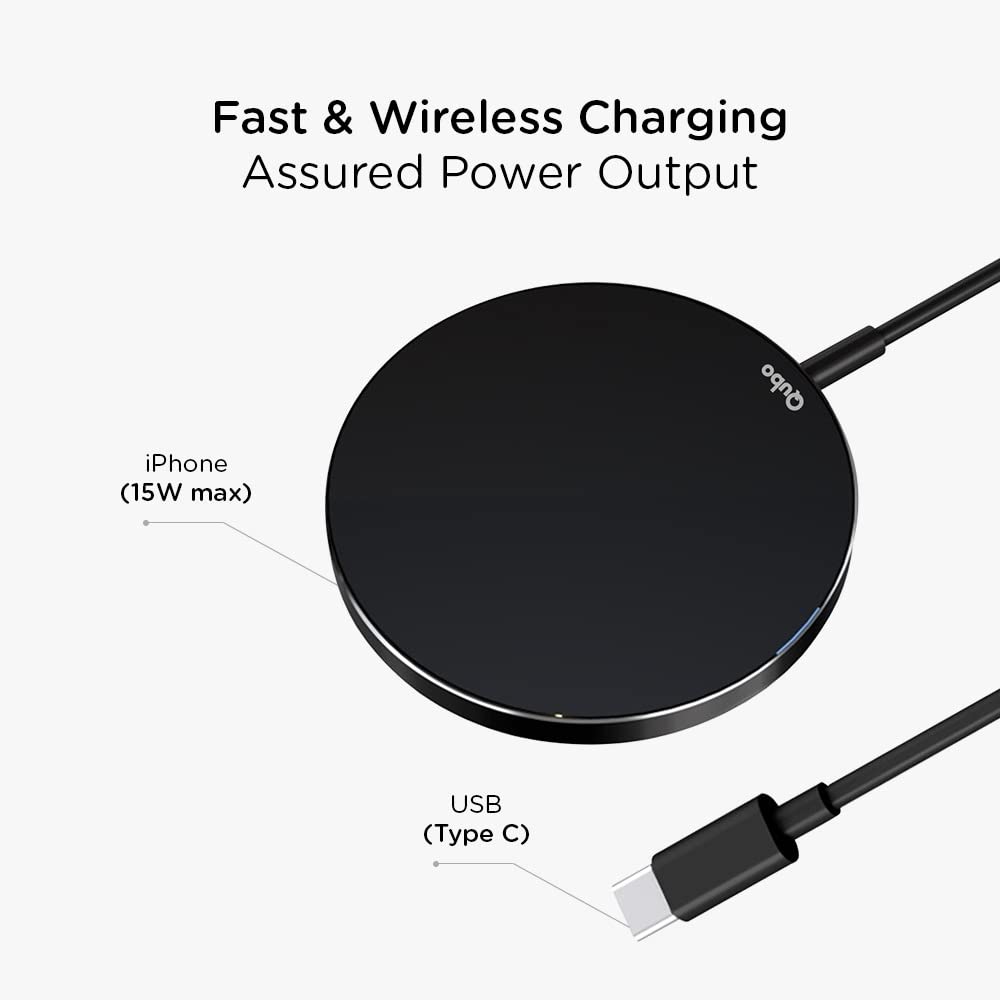 Qubo MagZap Z1 15W Wireless Charger for iPhone 12 & Above, 11, X (Short Circuit Control, Black)_6