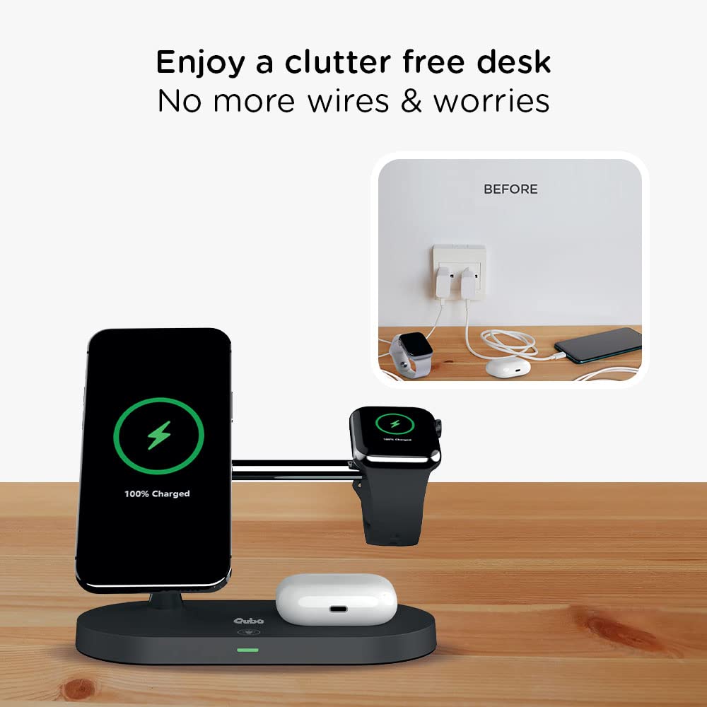 Qubo MagZap Z5 15W 4-in-1 Wireless Charger for iPhone 11, X, 12 & Above, AirPods 3rd G, Pro & iWatch 1, 2, 3, 4, 5, 6, SE, 7 (Short Circuit Control, Black) Qubo MagZap Z5 15W 4-in-1 Wireless Charger for iPhone 11, X, 12 & Above, AirPods 3rd G, Pro & iWatch 1, 2, 3, 4, 5, 6, SE, 7 (Short Circuit Control, Black)_7
