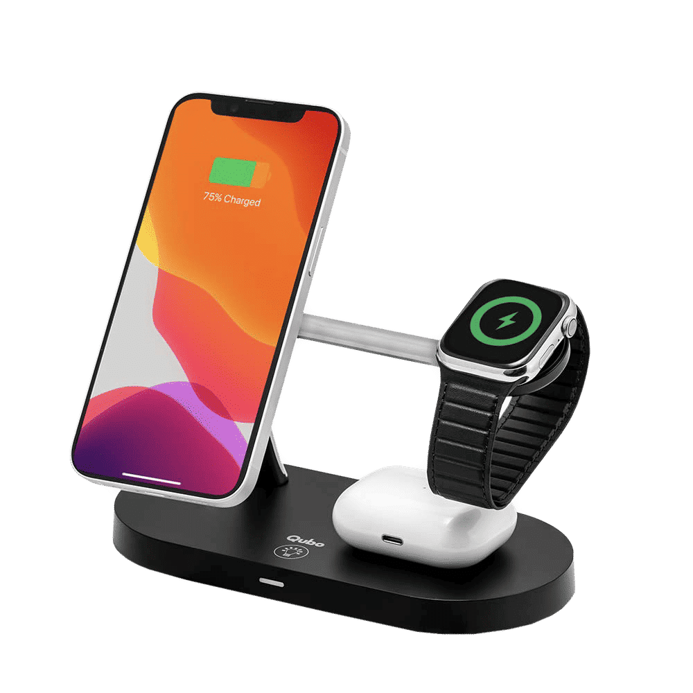 Qubo MagZap Z5 15W 4-in-1 Wireless Charger for iPhone 11, X, 12 & Above, AirPods 3rd G, Pro & iWatch 1, 2, 3, 4, 5, 6, SE, 7 (Short Circuit Control, Black) Qubo MagZap Z5 15W 4-in-1 Wireless Charger for iPhone 11, X, 12 & Above, AirPods 3rd G, Pro & iWatch 1, 2, 3, 4, 5, 6, SE, 7 (Short Circuit Control, Black)_3