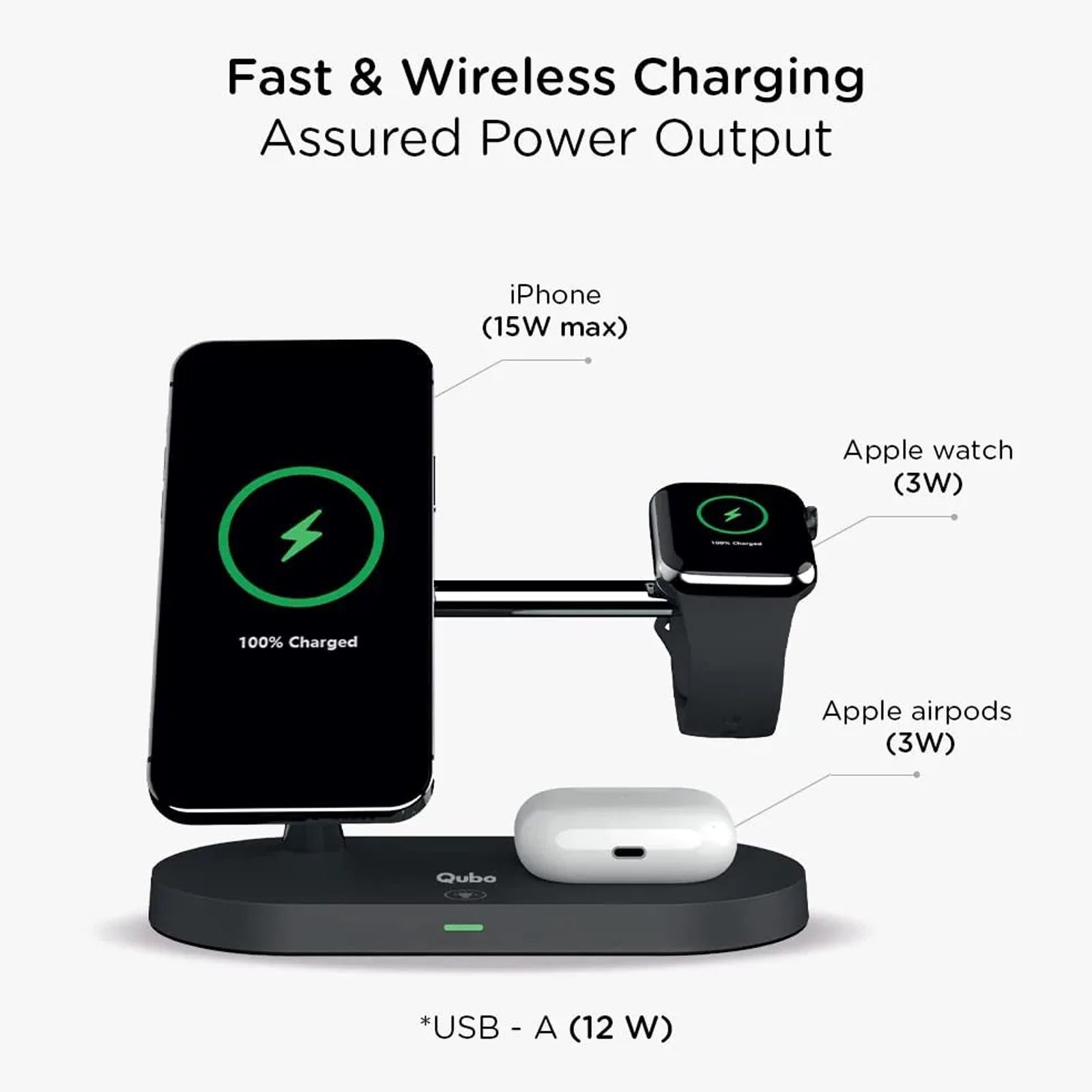 Qubo MagZap Z5 15W 4-in-1 Wireless Charger for iPhone 11, X, 12 & Above, AirPods 3rd G, Pro & iWatch 1, 2, 3, 4, 5, 6, SE, 7 (Short Circuit Control, Black) Qubo MagZap Z5 15W 4-in-1 Wireless Charger for iPhone 11, X, 12 & Above, AirPods 3rd G, Pro & iWatch 1, 2, 3, 4, 5, 6, SE, 7 (Short Circuit Control, Black)_5