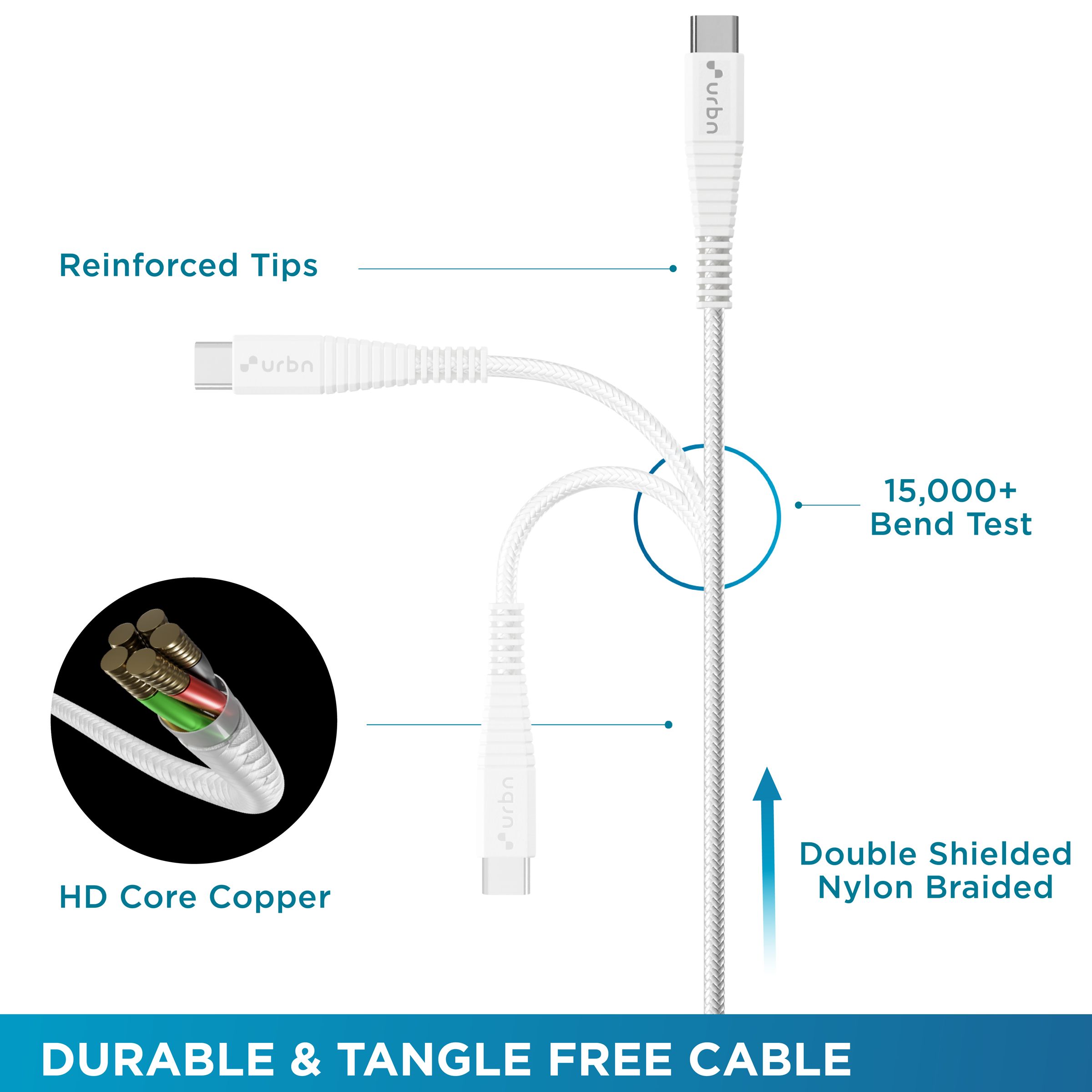 urbn Type C to Type C 4.95 Feet (1.5 M) Cable (Tangle-free Design, White)_7