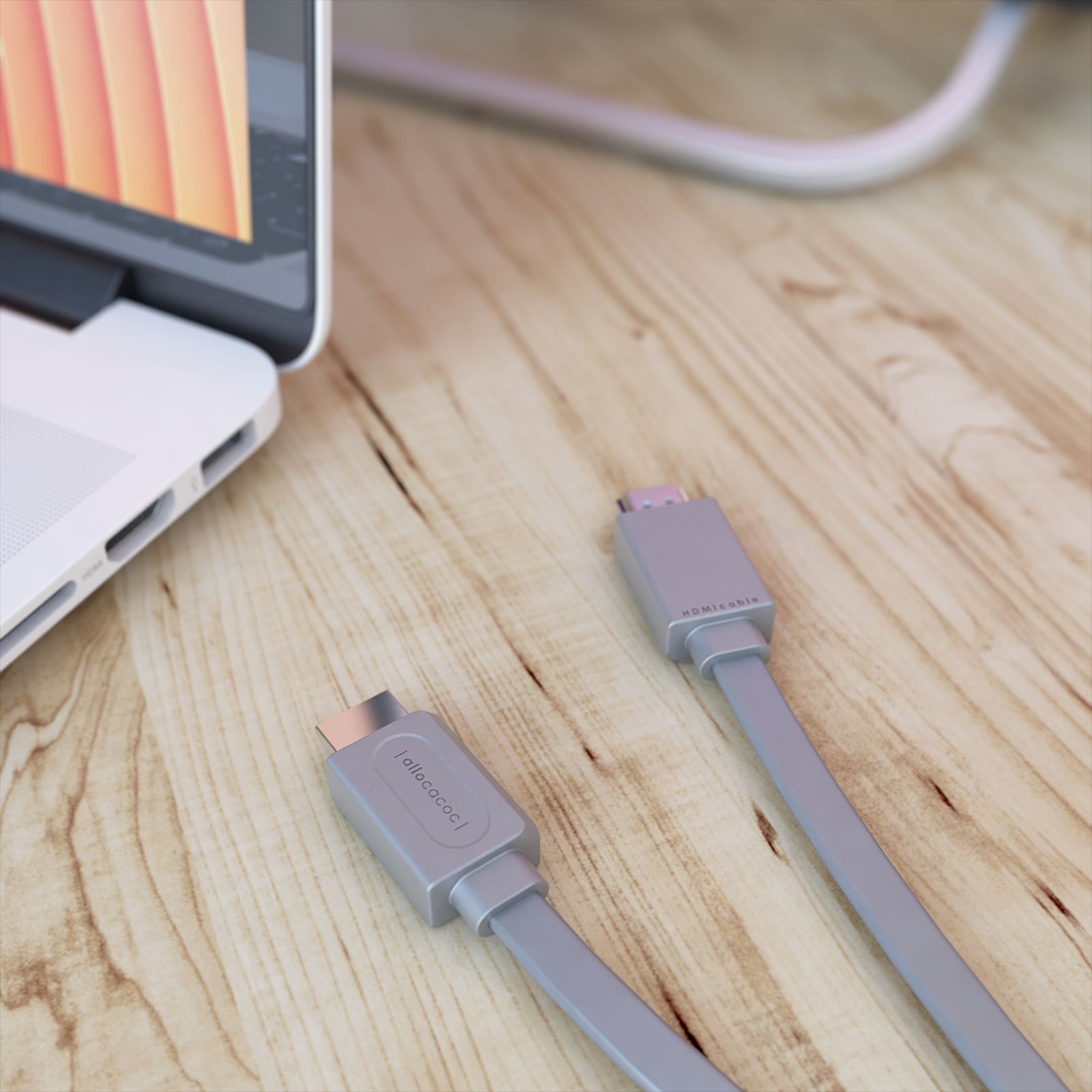 DesignNest HDMI 1.4 Type A to HDMI 1.4 Type A HDMI Cable (Flat Cable Design, Grey)_3