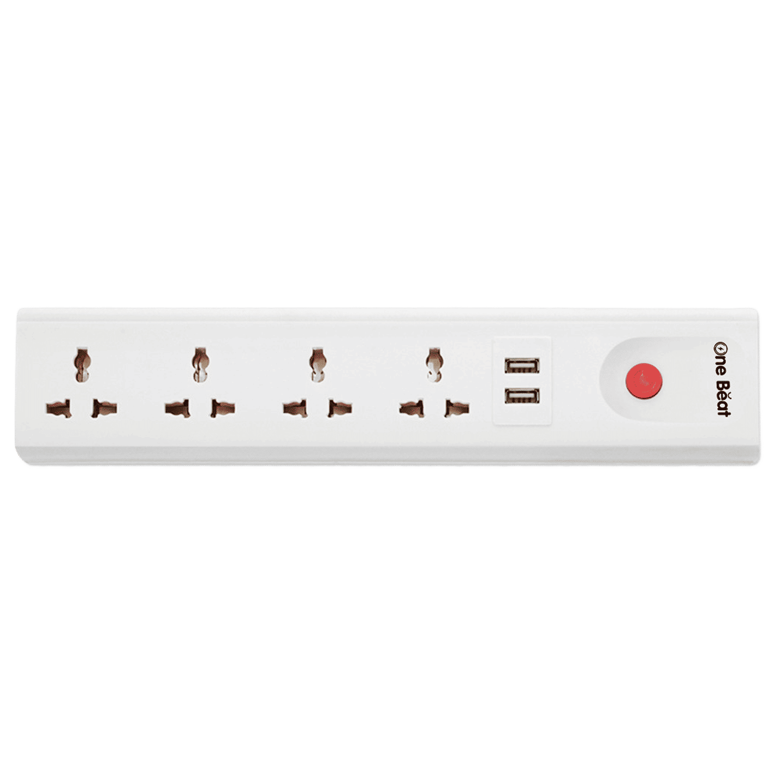 One Beat Spark 4 Plus 10 Amps 4 Sockets Extension Board (2 Meters, Short Circuit Protection, OB-20422-U, White) One Beat Spark 4 Plus 10 Amps 4 Sockets Extension Board (2 Meters, Short Circuit Protection, OB-20422-U, White)_1