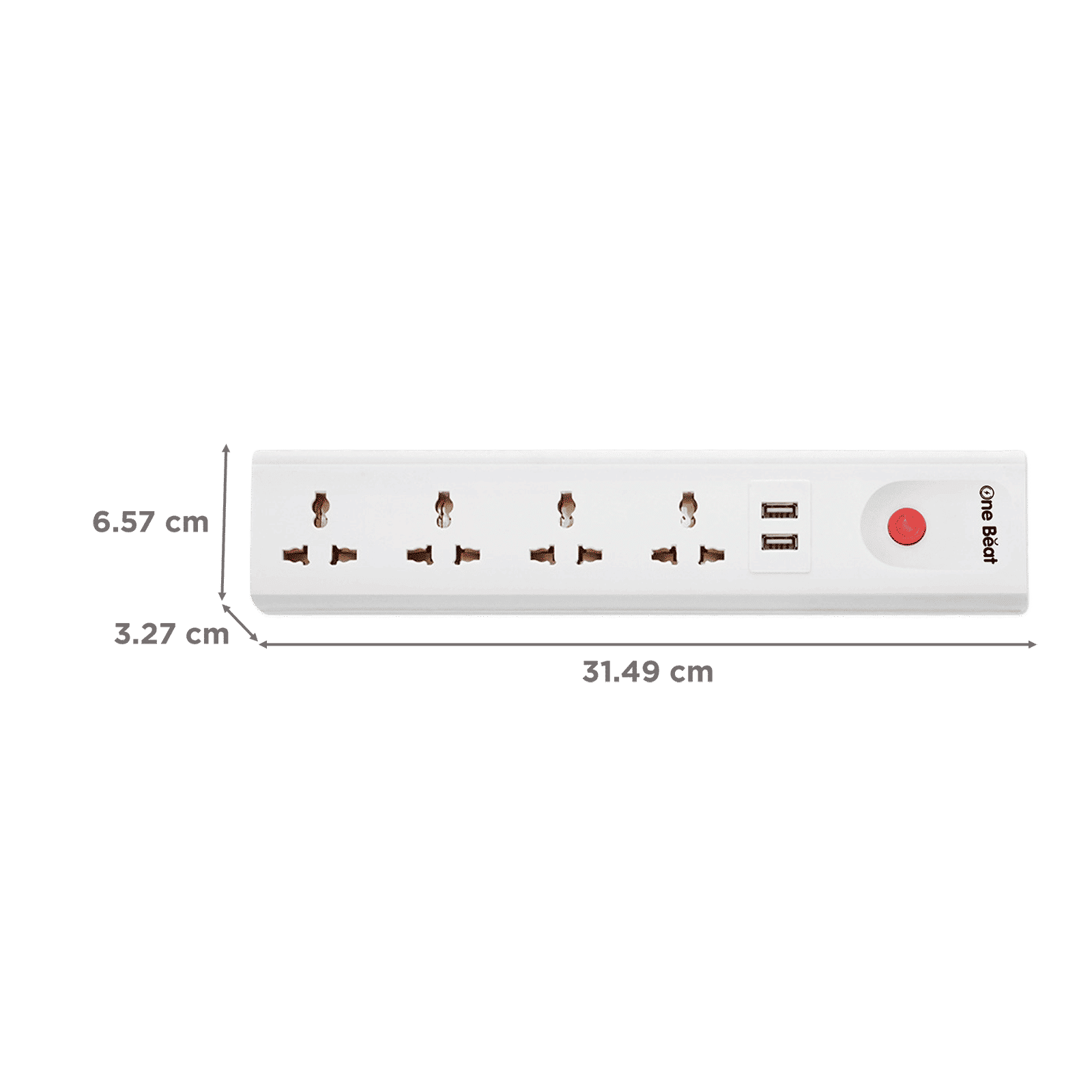 One Beat Spark 4 Plus 10 Amps 4 Sockets Extension Board (2 Meters, Short Circuit Protection, OB-20422-U, White) One Beat Spark 4 Plus 10 Amps 4 Sockets Extension Board (2 Meters, Short Circuit Protection, OB-20422-U, White)_2