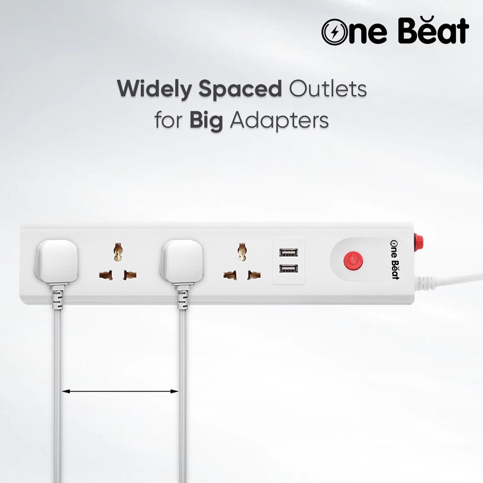 One Beat Spark 4 Plus 10 Amps 4 Sockets Extension Board (2 Meters, Short Circuit Protection, OB-20422-U, White) One Beat Spark 4 Plus 10 Amps 4 Sockets Extension Board (2 Meters, Short Circuit Protection, OB-20422-U, White)_6