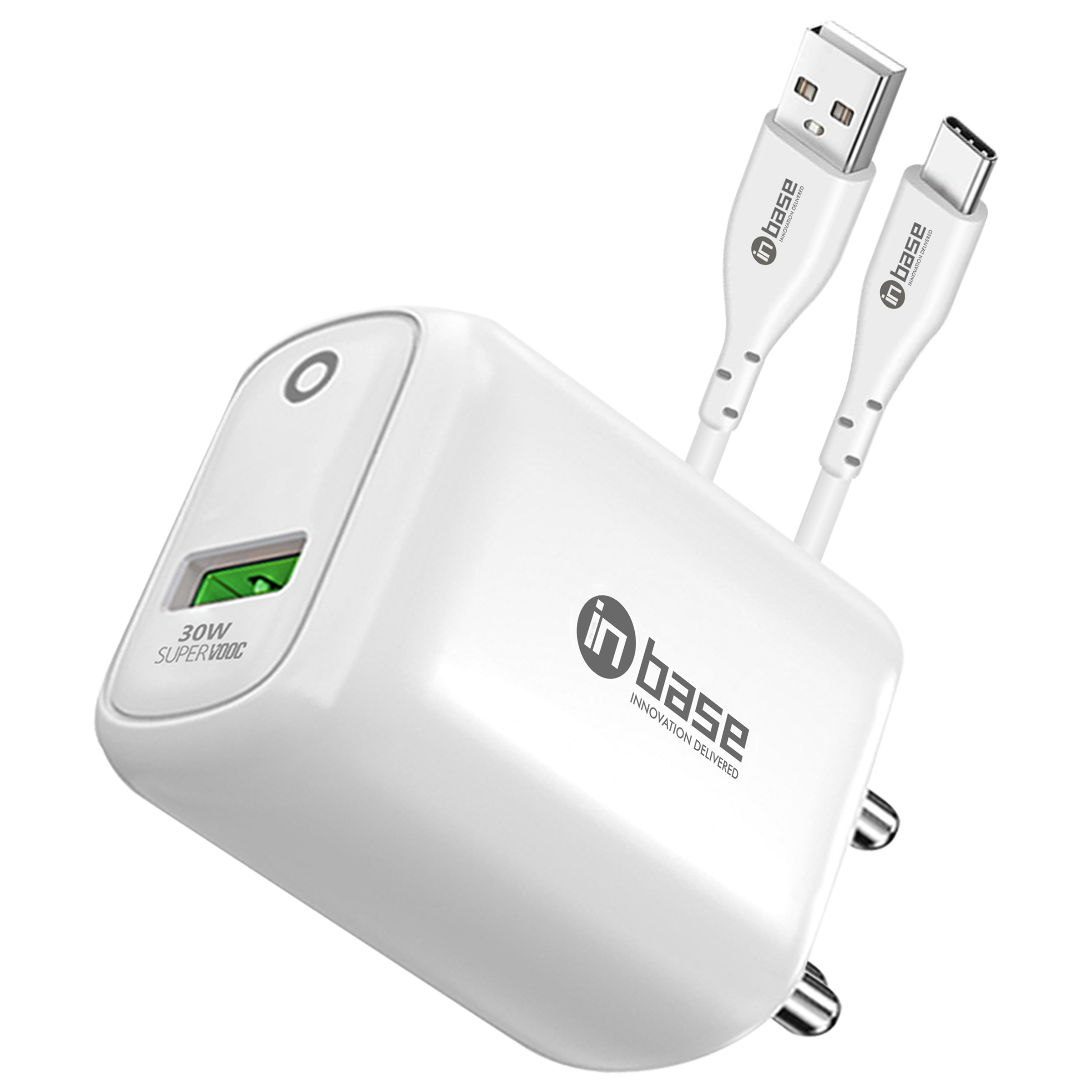 in base Ether SV301 30W Type A SUPERVOOC Charger (Type A to Type C Cable, Qualcomm Quick Charge, White)_1