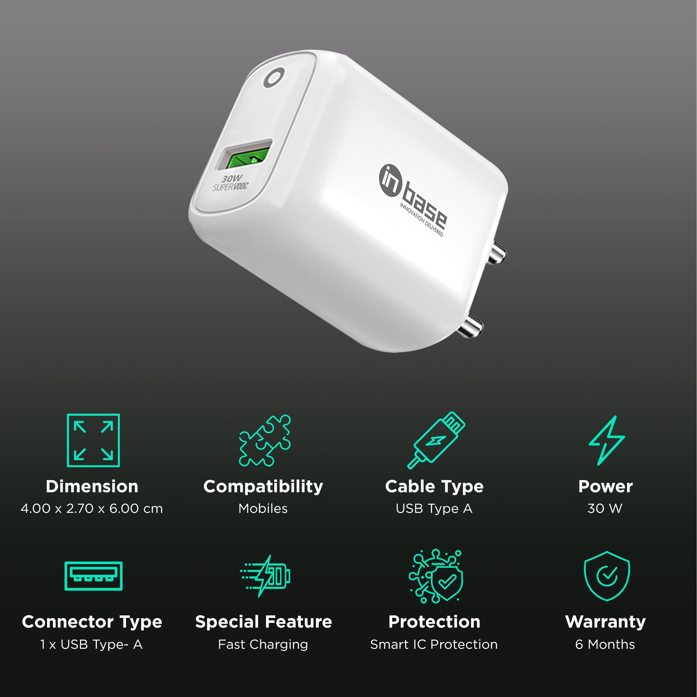 in base Ether SV31 3W Type A SuperVOOC Charger (Adapter Only, White) in base Ether SV31 3W Type A SuperVOOC Charger (Adapter Only, White)_2