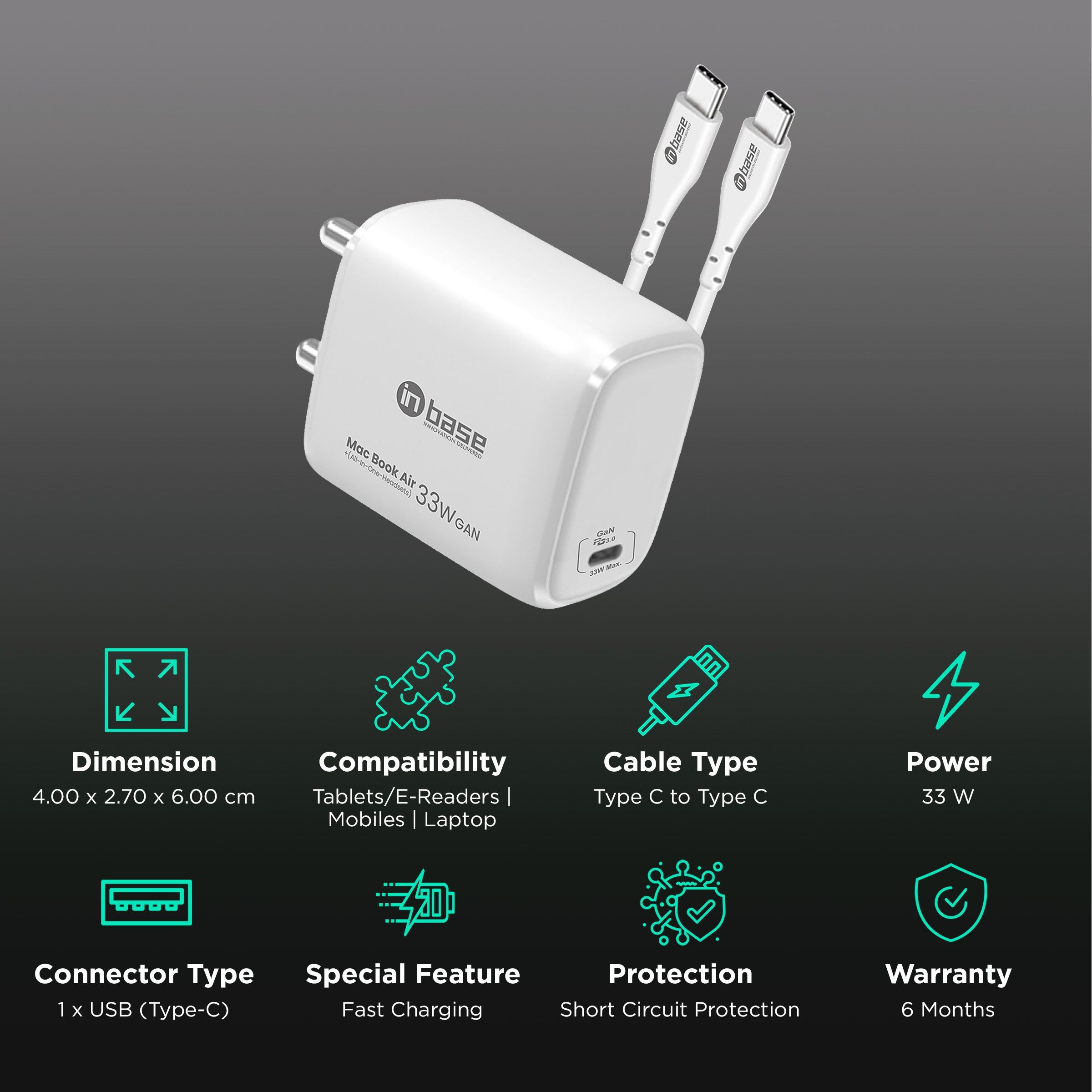 in base Ether P331 33W Type C Warp Charger (Type C to Type C Cable, Short Circuit Protection, White) in base Ether P331 33W Type C Warp Charger (Type C to Type C Cable, Short Circuit Protection, White)_2