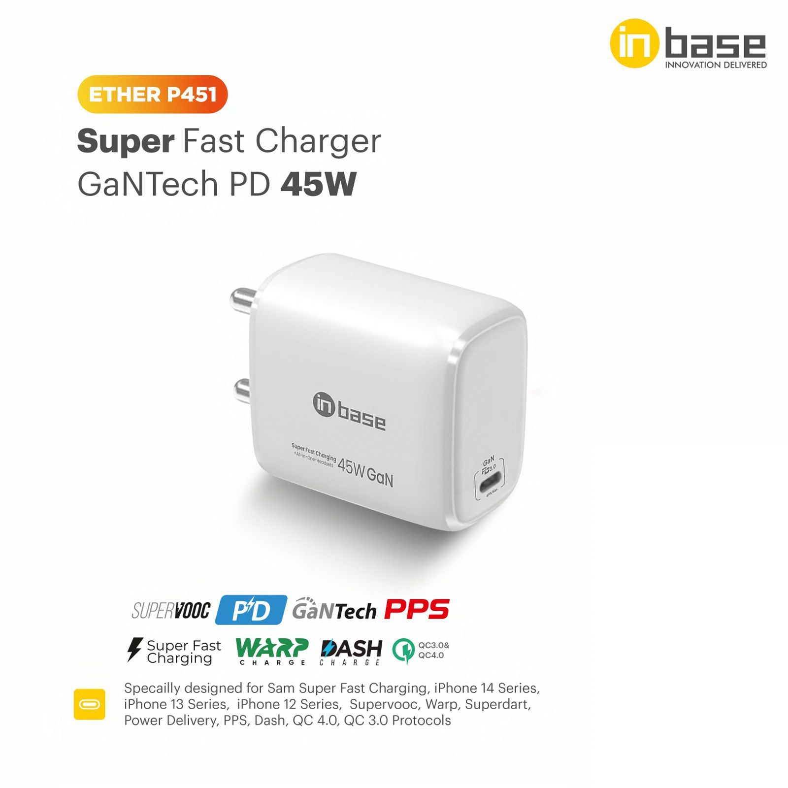 in base Ether P451 45W Type C Fast Charger (Type C to Type C Cable, Short Circuit Protection, White)_3