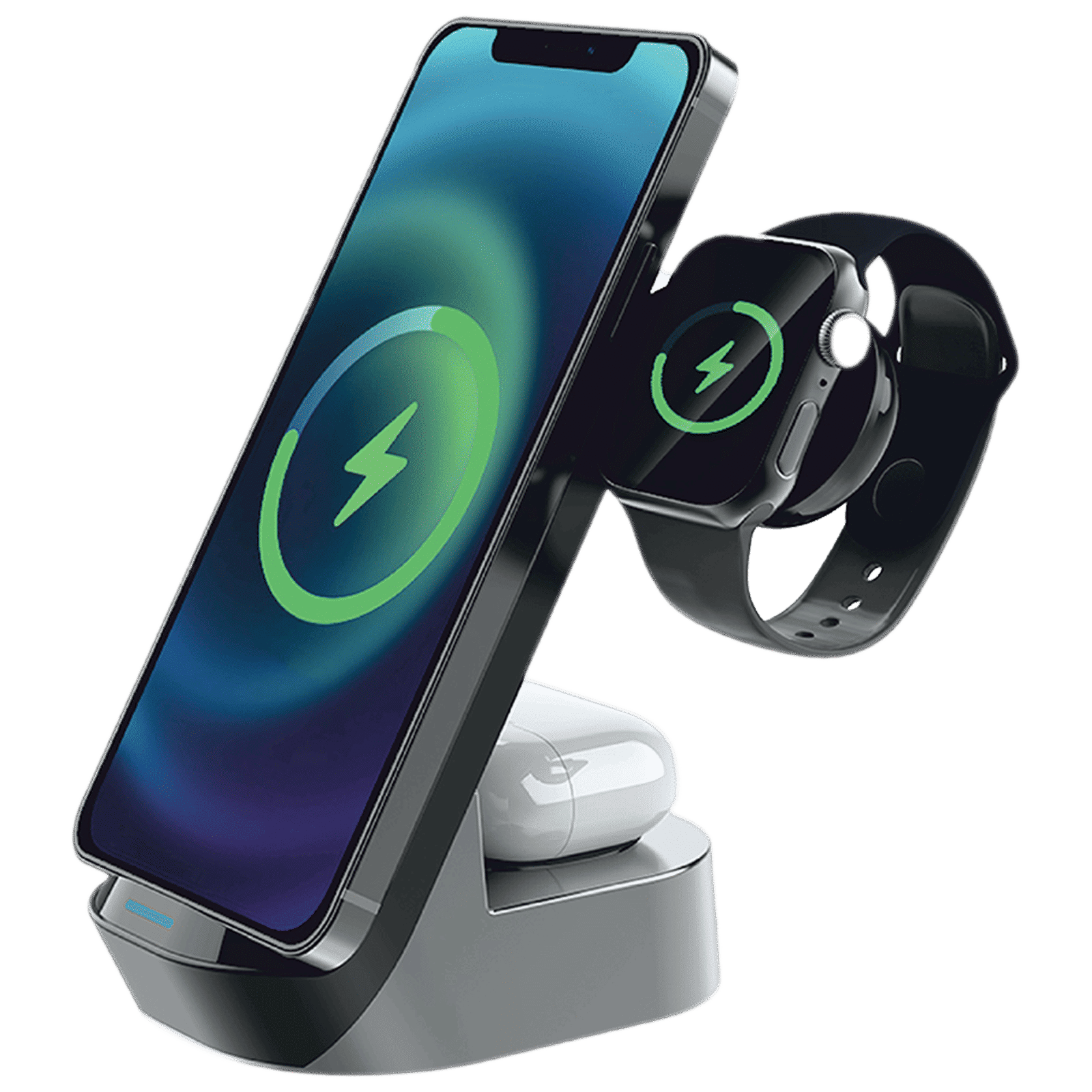 in base Ether WL152 15W 3 In 1 Wireless Charger Stand for iOS, Android, Smartwatch and TWS Earbuds (Fast Charging Capability, Black) in base Ether WL152 15W 3 In 1 Wireless Charger Stand for iOS, Android, Smartwatch and TWS Earbuds (Fast Charging Capability, Black)_3