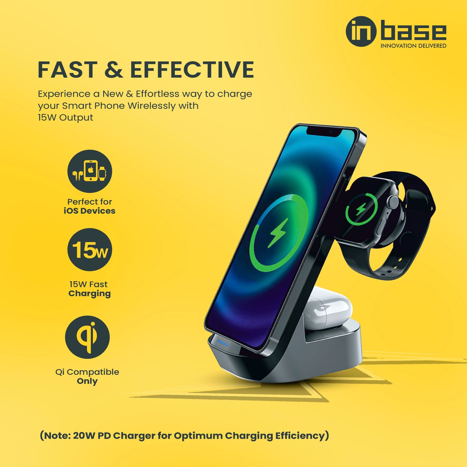 in base Ether WL152 15W 3 In 1 Wireless Charger Stand for iOS, Android, Smartwatch and TWS Earbuds (Fast Charging Capability, Black) in base Ether WL152 15W 3 In 1 Wireless Charger Stand for iOS, Android, Smartwatch and TWS Earbuds (Fast Charging Capability, Black)_5
