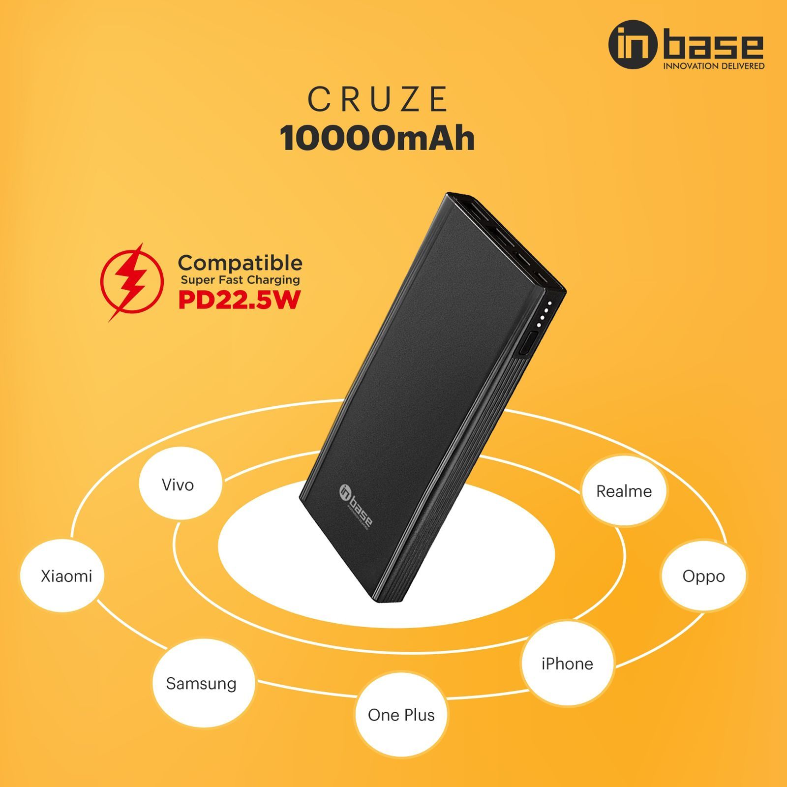 in base Cruze 10000 mAh 22.5W Fast Charging Power Bank (2 Type A & 1 Type C Ports, Aluminum Casing, Black)_8