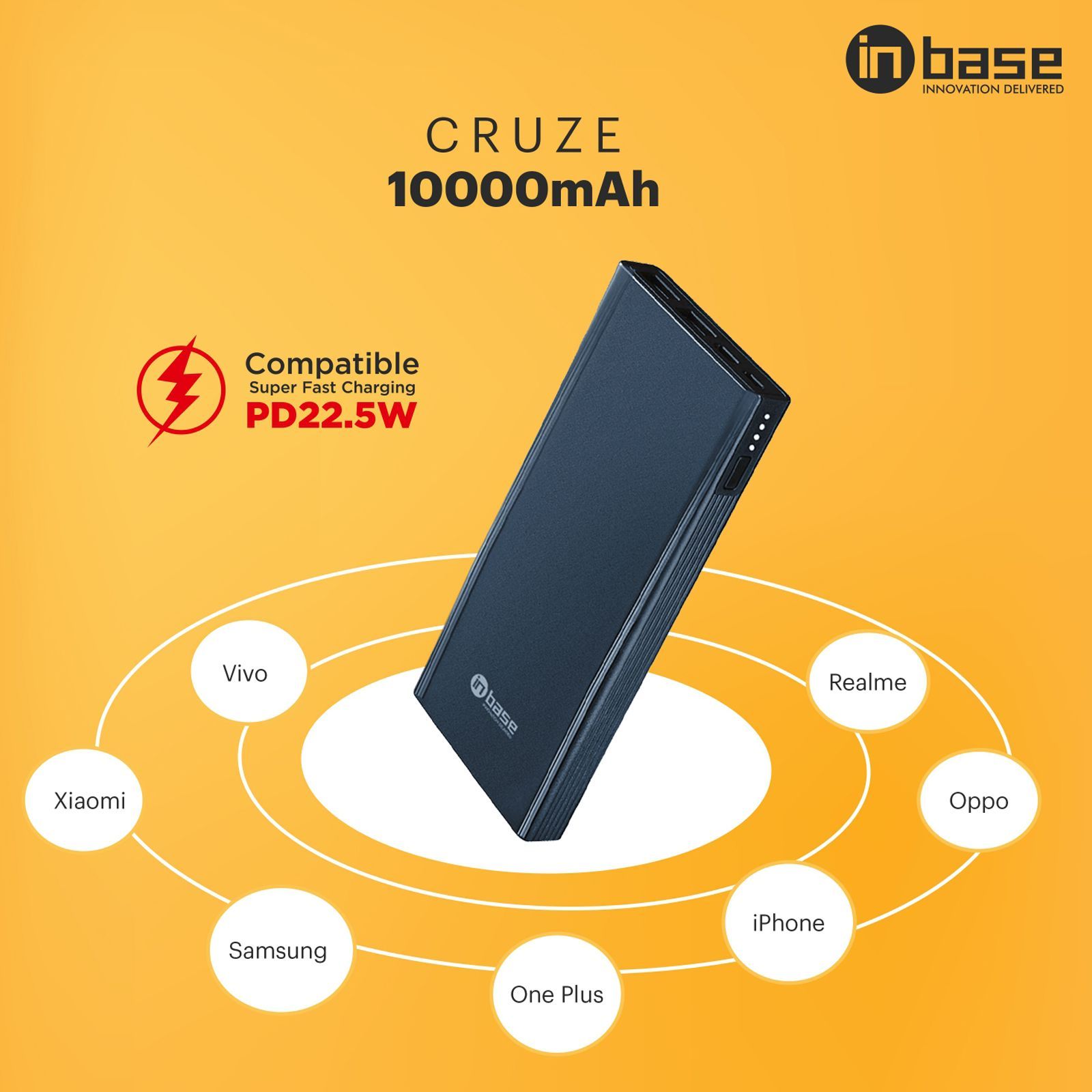 in base Cruze 10000 mAh 22.5W Fast Charging Power Bank (2 Type A and 1 USB Type C, Smart IC, Blue)_8