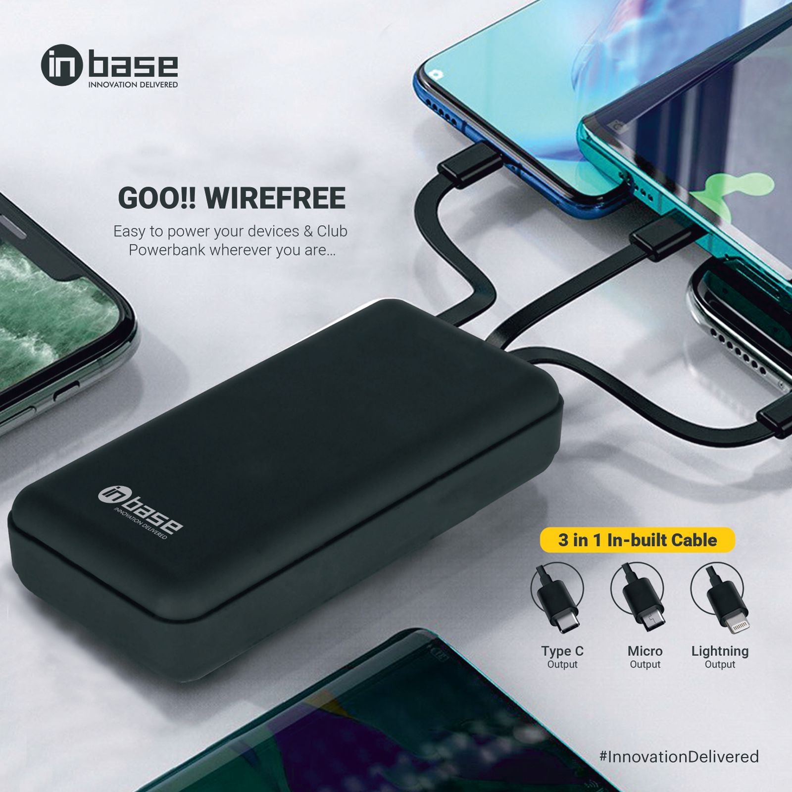 in base Club 20000 mAh 22.5W Fast Charging Power Bank (Type C, Micro USB and Lightning Cable, Aluminium Metal Casing, Smart IC Multi Level Protection, Black)_6