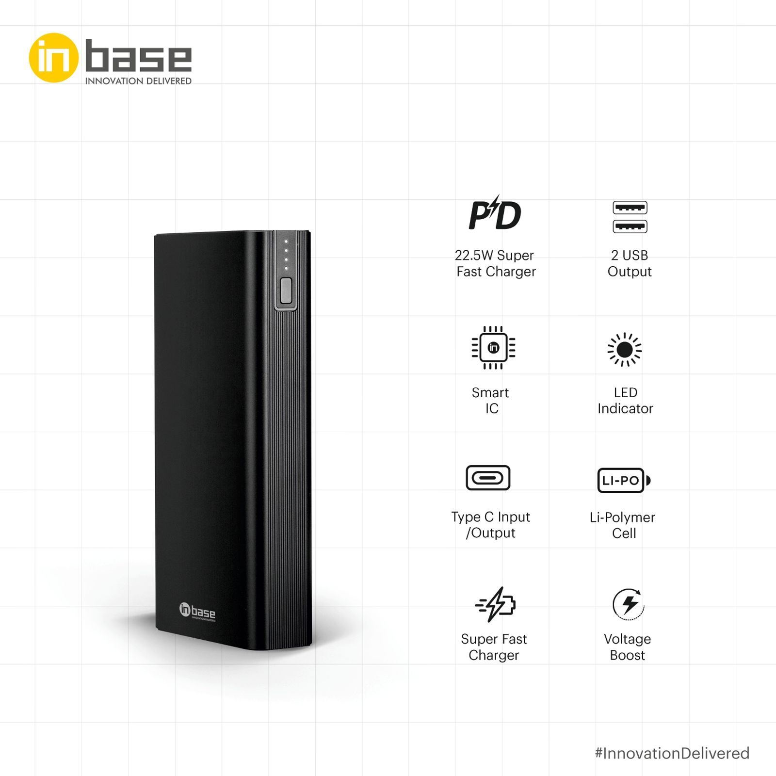 in base Cruze 20000 mAh 22.5W Fast Charging Power Bank (2 Type A & 1 Type C Ports, Metal Casing, Black)_6