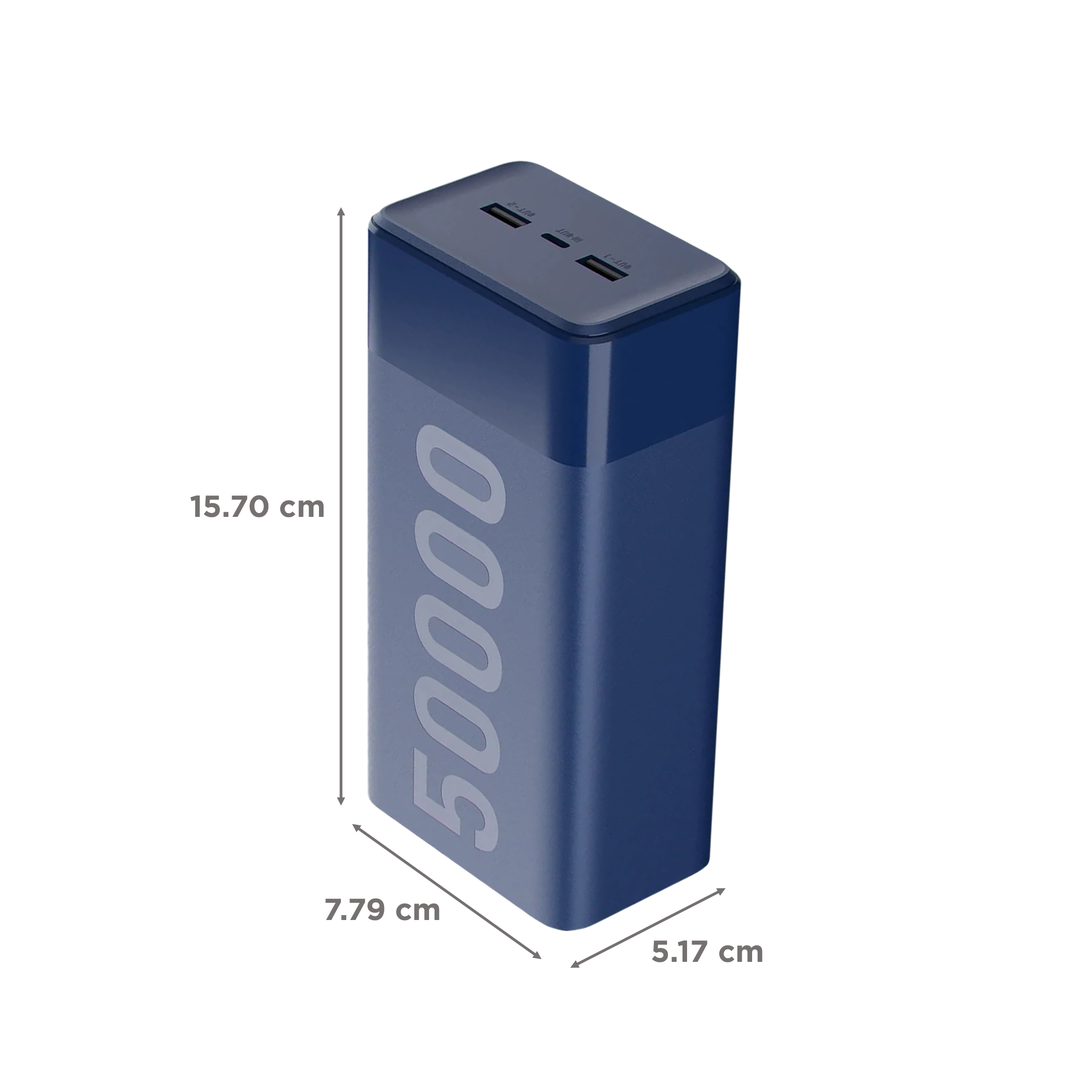 ambrane Stylo Max 50000 mAh 20W Fast Charging Power Bank (2 Type A and 1 Type C Ports, Quick Charge 3.0, Blue)_2