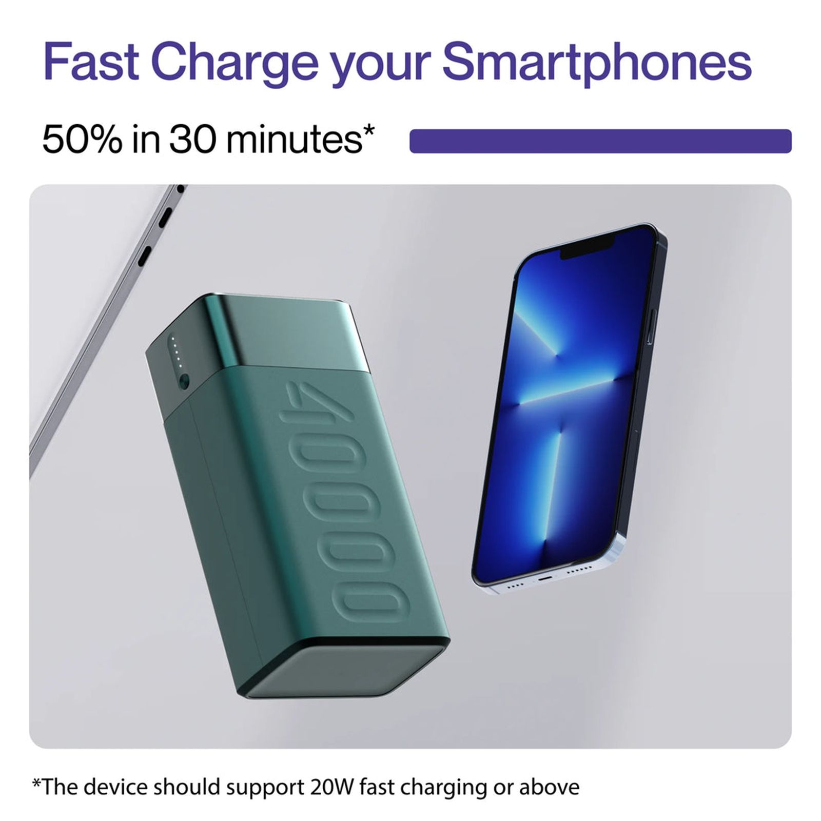 ambrane Stylo Boost 40000 mAh 65W Fast Charging Power Bank (2 Type A and 1 Type C Ports, LED Light Indicator, Green)_8