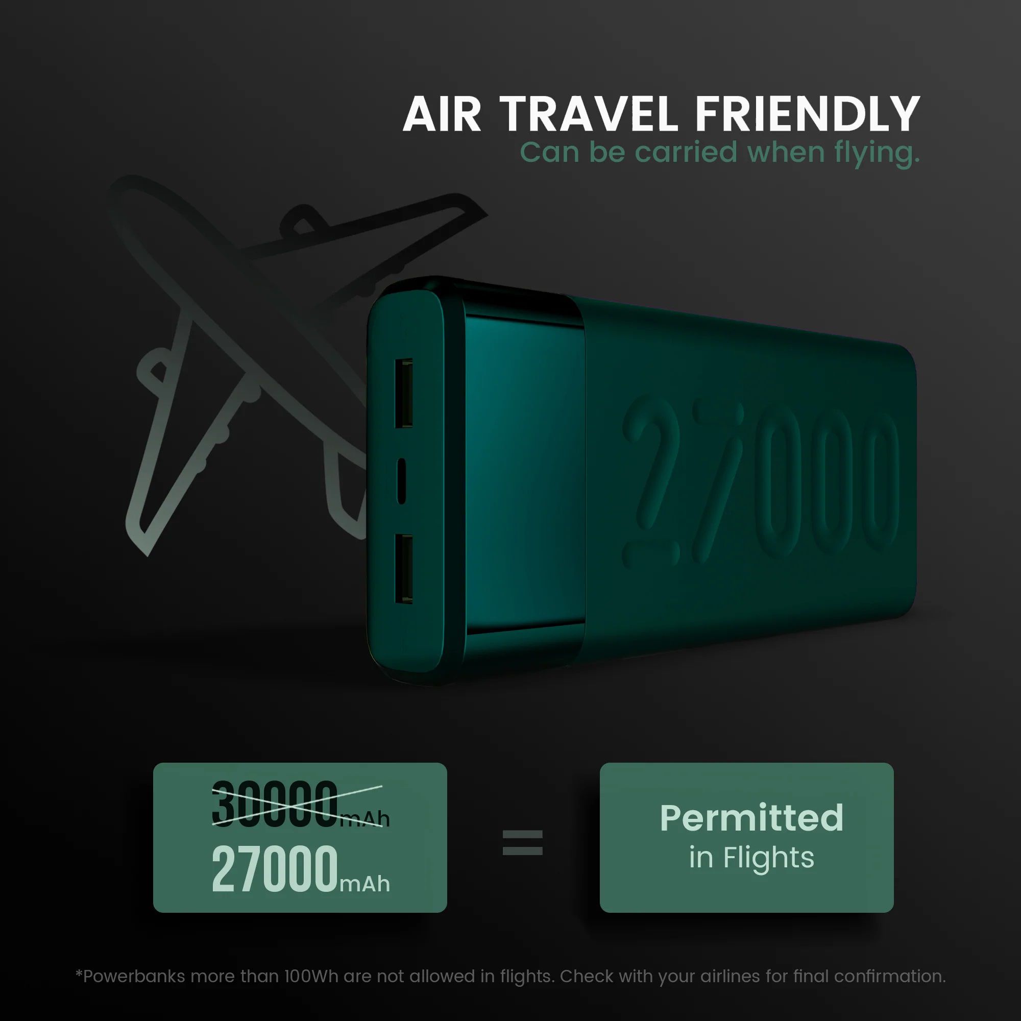 ambrane Stylo Pro 27000 mAh 20W Fast Charging Power Bank (2 Type A and 1 Type C Ports, Quick Charge 3.0, Green)_8