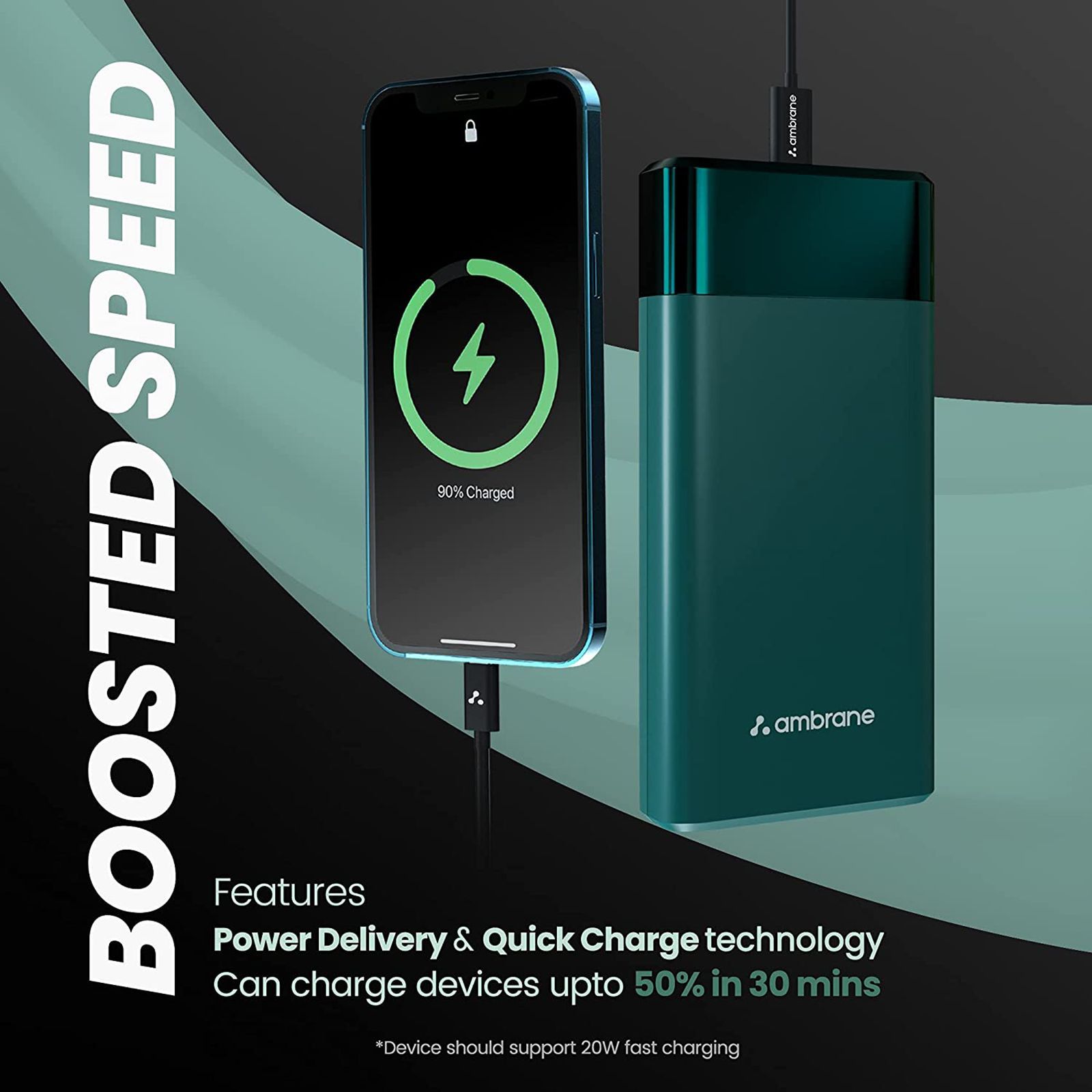 ambrane Stylo Pro 27000 mAh 20W Fast Charging Power Bank (2 Type A and 1 Type C Ports, Quick Charge 3.0, Green)_9