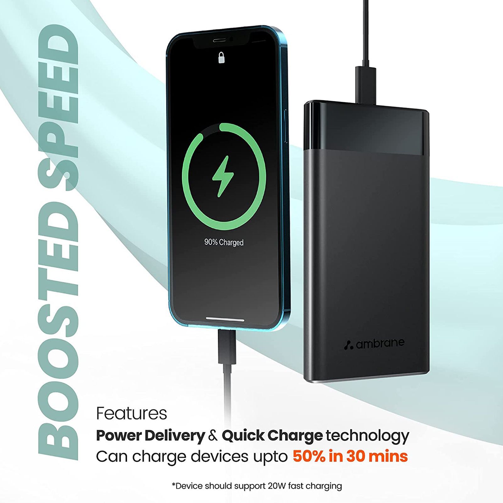 ambrane Stylo 10000 mAh 20W Fast Charging Power Bank (1 Type A and 1 Type C Ports, Quick Charge 3.0, Black)_6