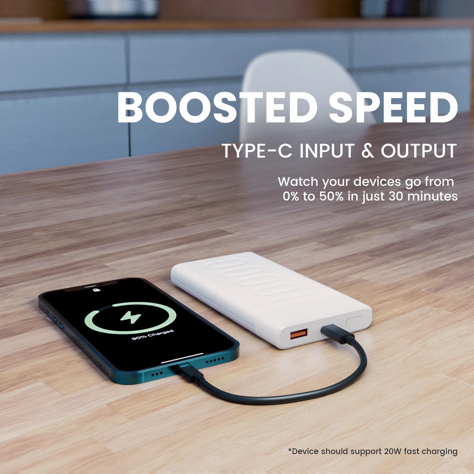 ambrane Stylo 10000 mAh 20W Fast Charging Power Bank (1 Type A and 1 Type C Ports, Quick Charge 3.0, White)_4