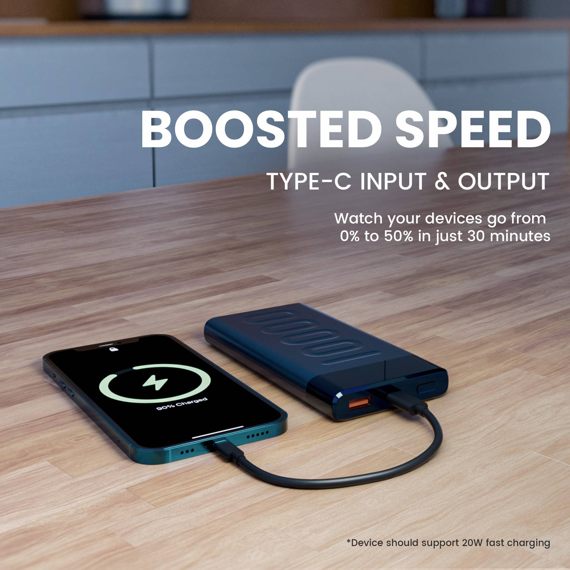 ambrane Stylo 10000 mAh 20W Fast Charging Power Bank (1 Type A and 1 Type C Ports, Quick Charge 3.0, Blue)_12