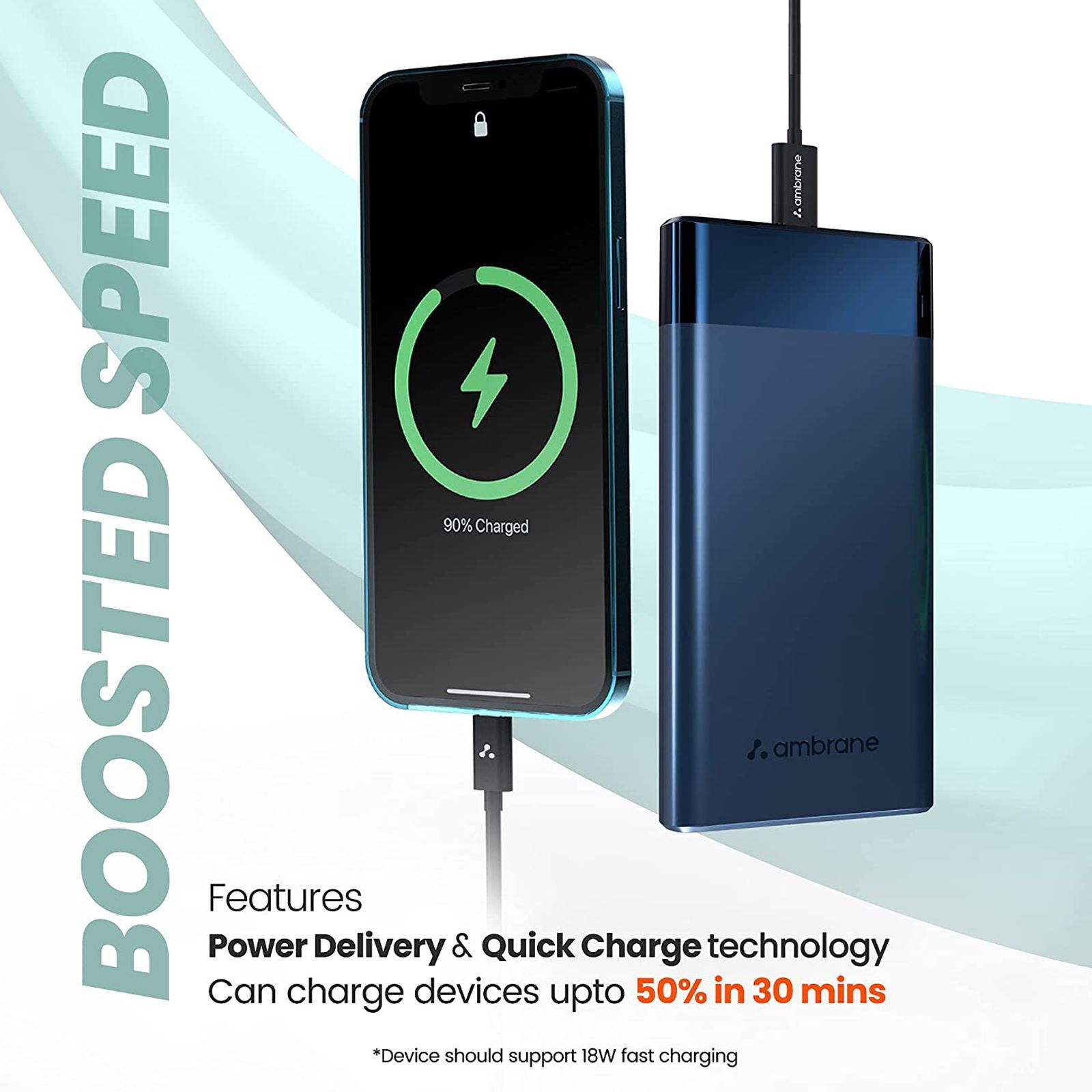 ambrane Stylo 10000 mAh 20W Fast Charging Power Bank (1 Type A and 1 Type C Ports, Quick Charge 3.0, Blue)_6