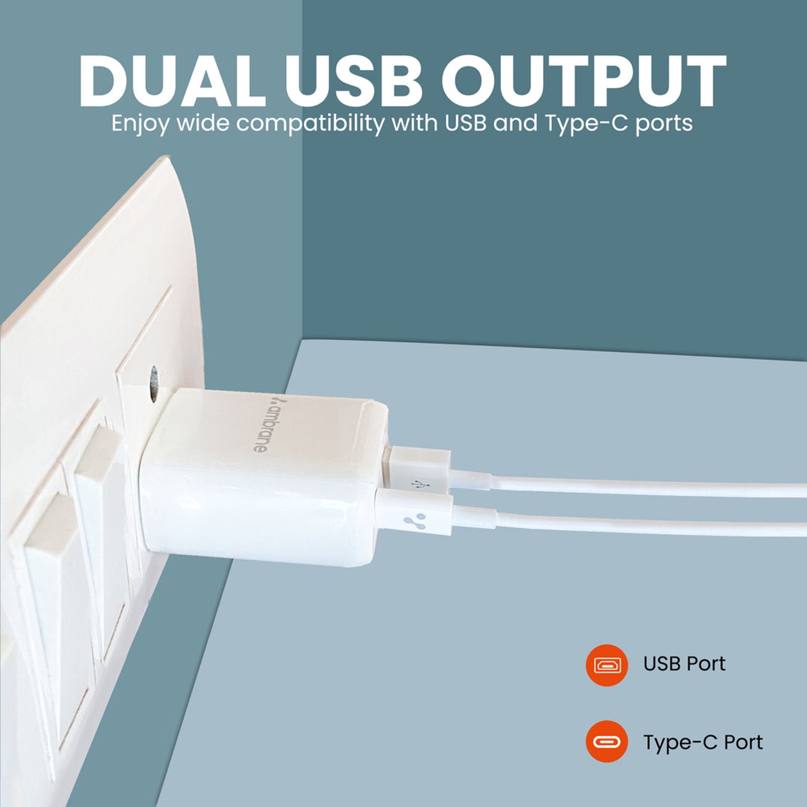 ambrane Raap H30 30W Type A & Type C 2-Port Fast Charger (Adapter Only, Multi Layer Chipset Protection, White)_11