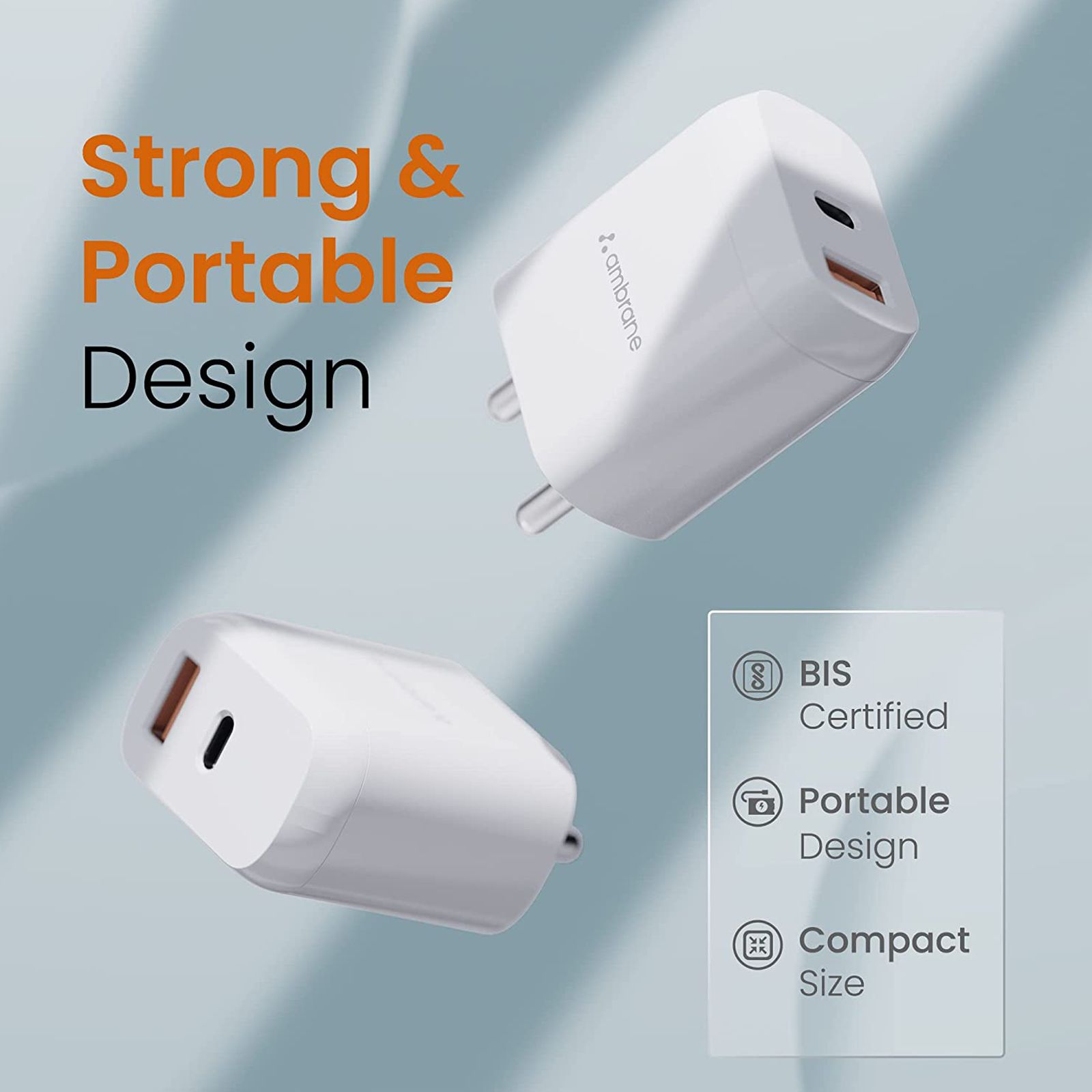 ambrane Raap H30 30W Type A & Type C 2-Port Fast Charger (Adapter Only, Multi Layer Chipset Protection, White)_12