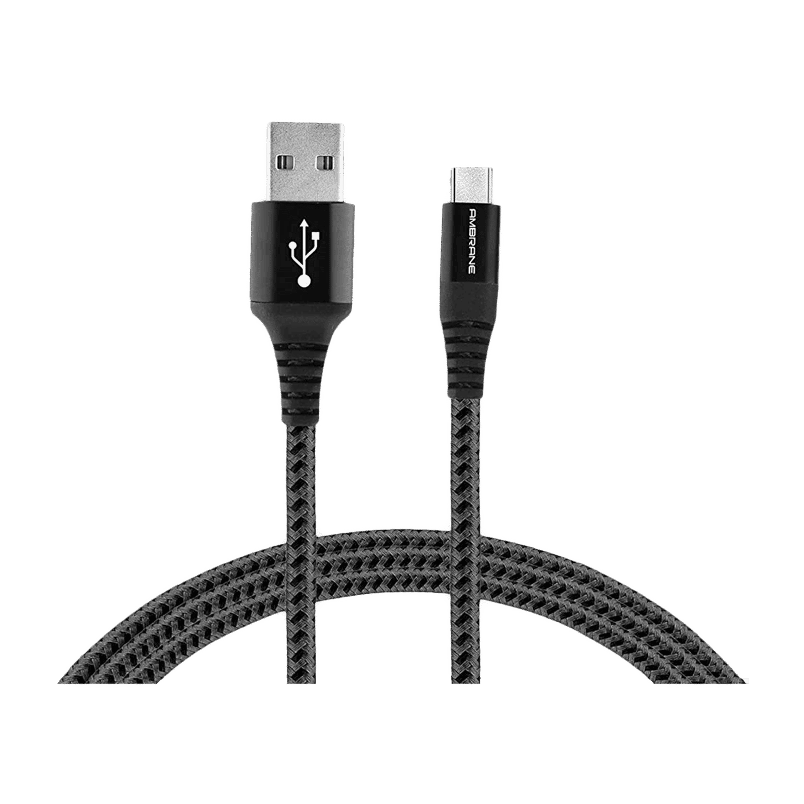 ambrane BCT-15 USB Type A to Type C 4.9 Feet (1.5M) Cable (Quick Charge, Black and Grey)_1