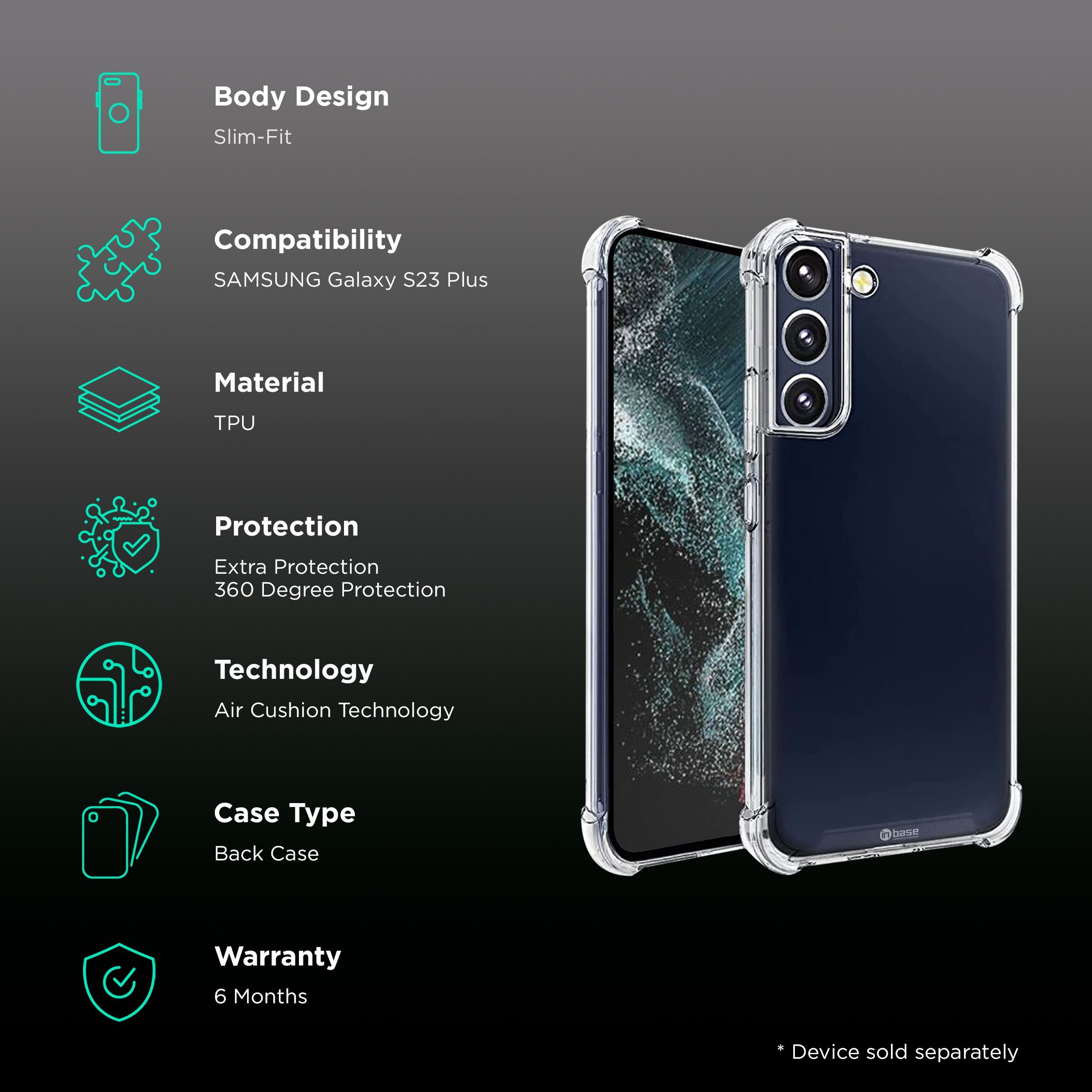 Inbase TPU Back Cover for SAMSUNG Galaxy S23+ (Air Cushion Technology, Clear)_2