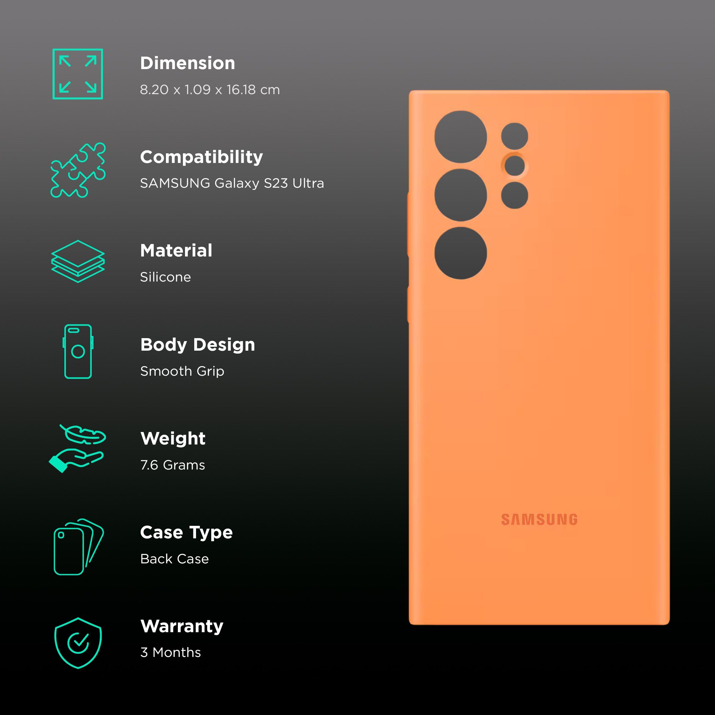 SAMSUNG Soft Silicone Back Case for Galaxy S23 Ultra (Scratch Resistant, Orange)_2